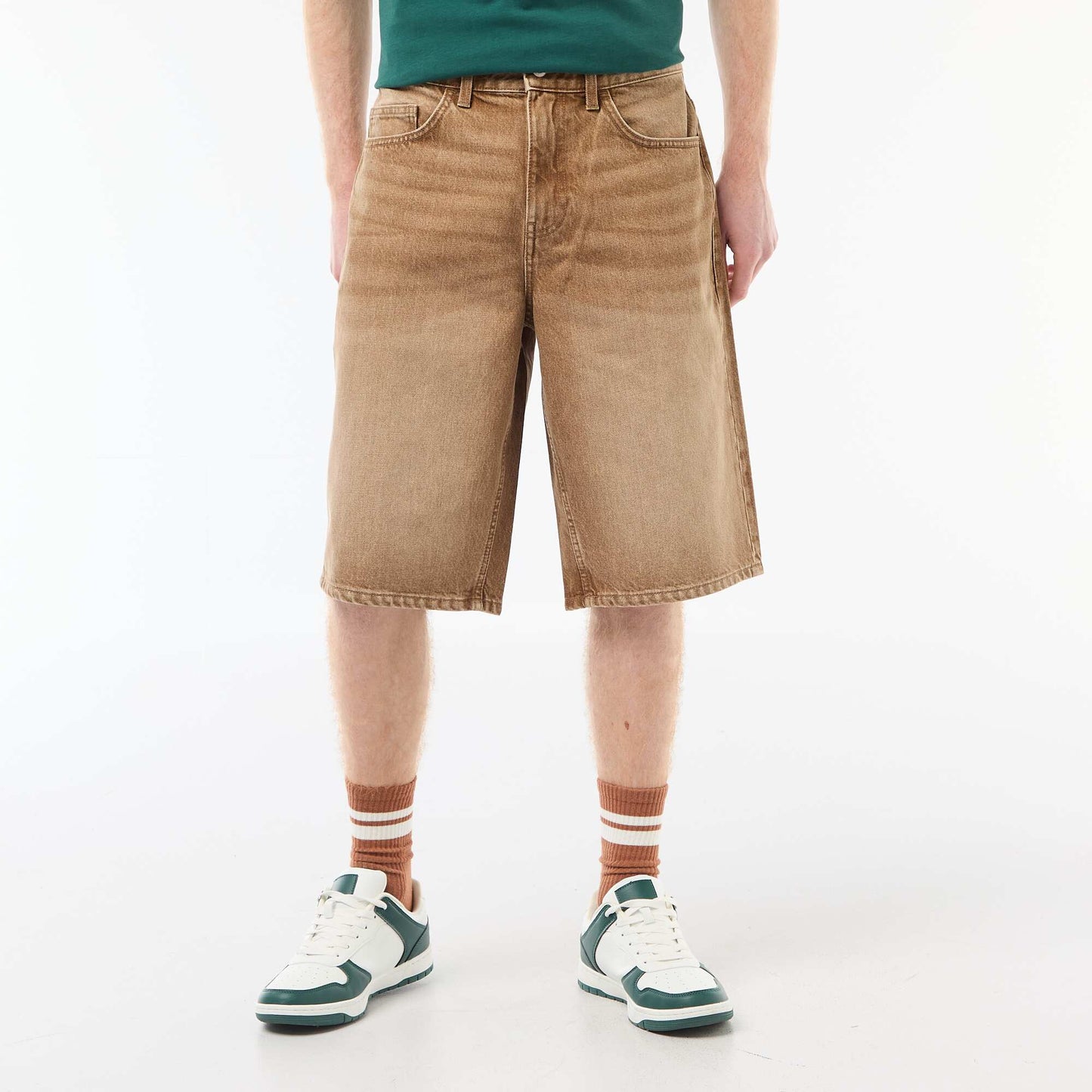 Short en baggy effet original en coton MARRON