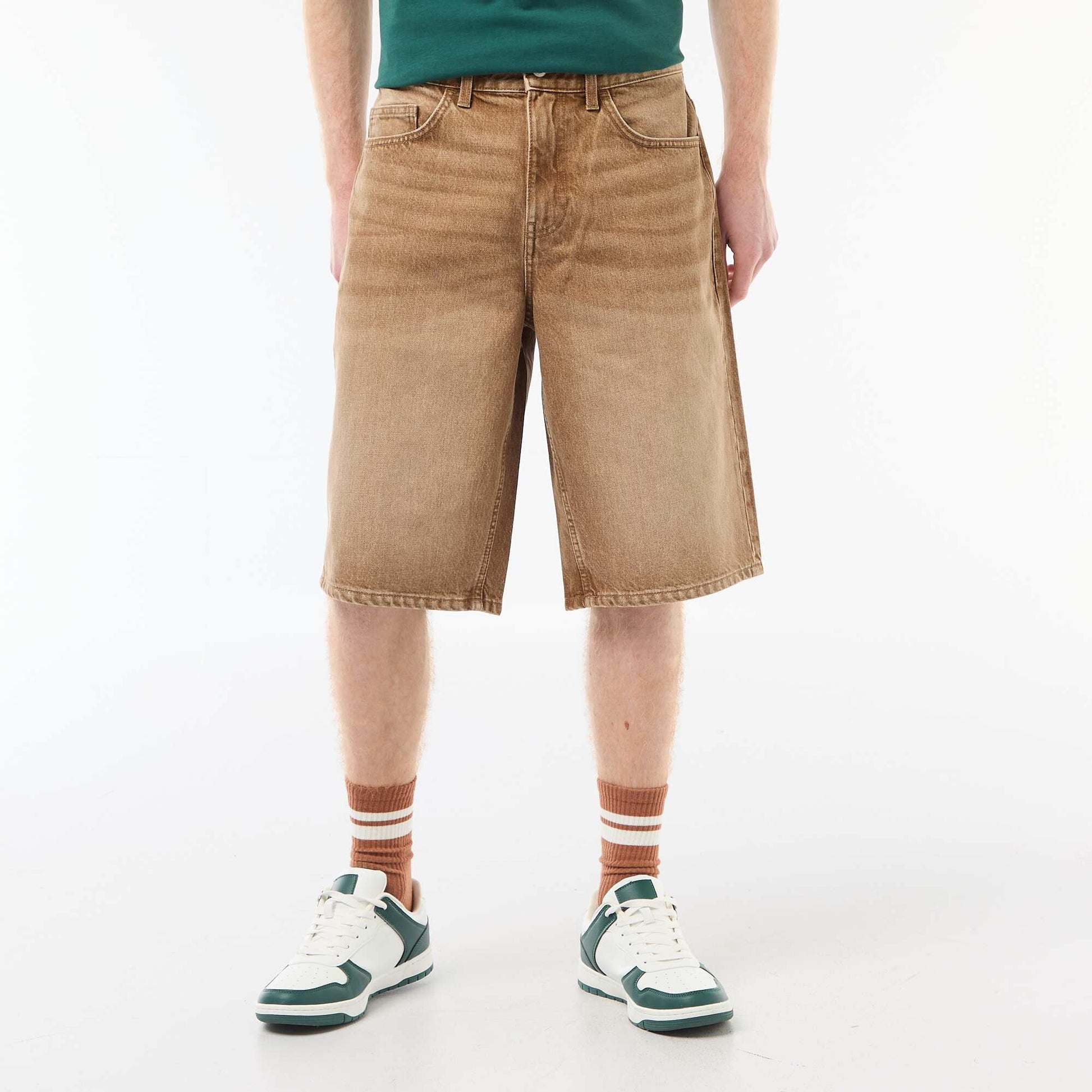 Short en baggy effet original en coton MARRON