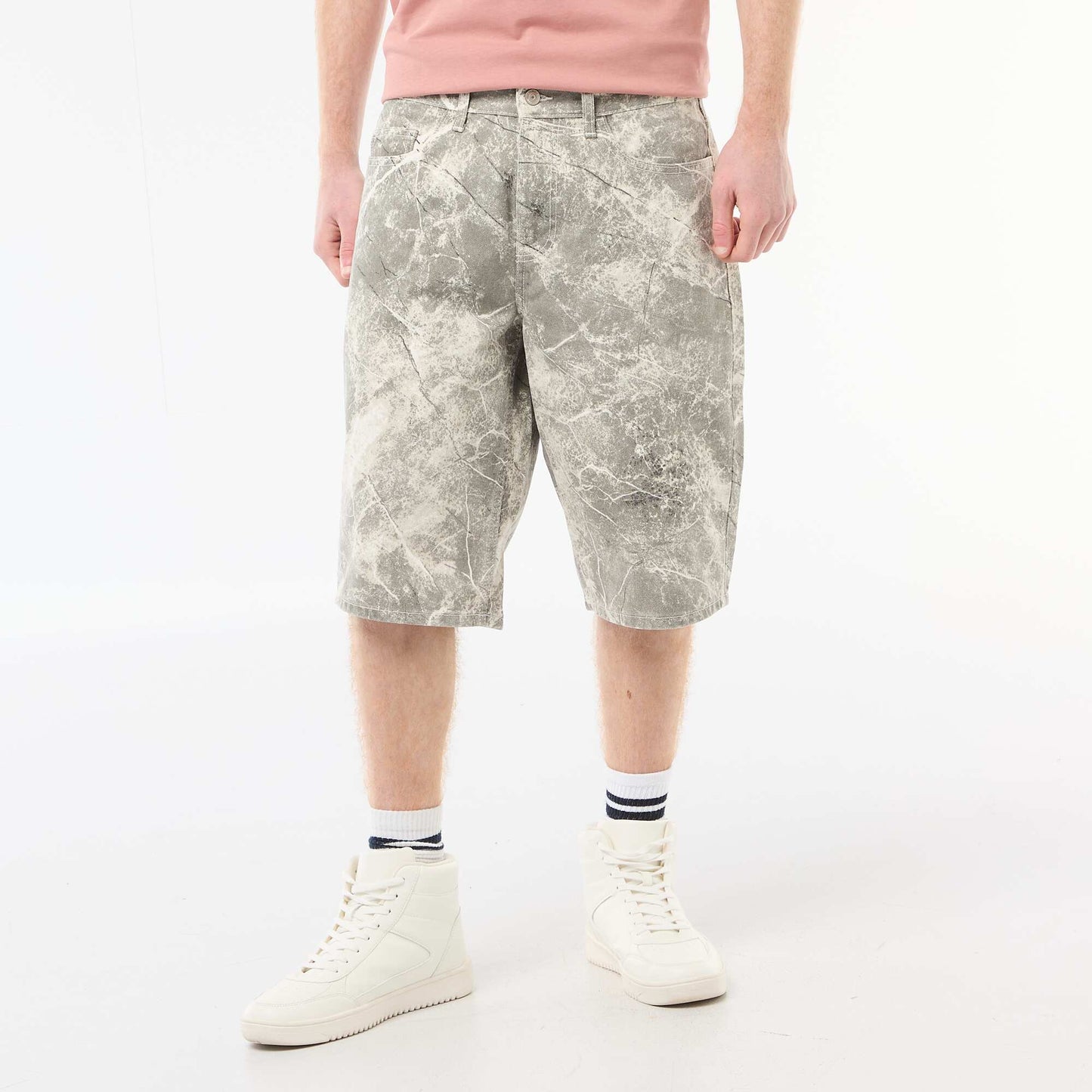 Short en baggy effet original en coton BEIGE