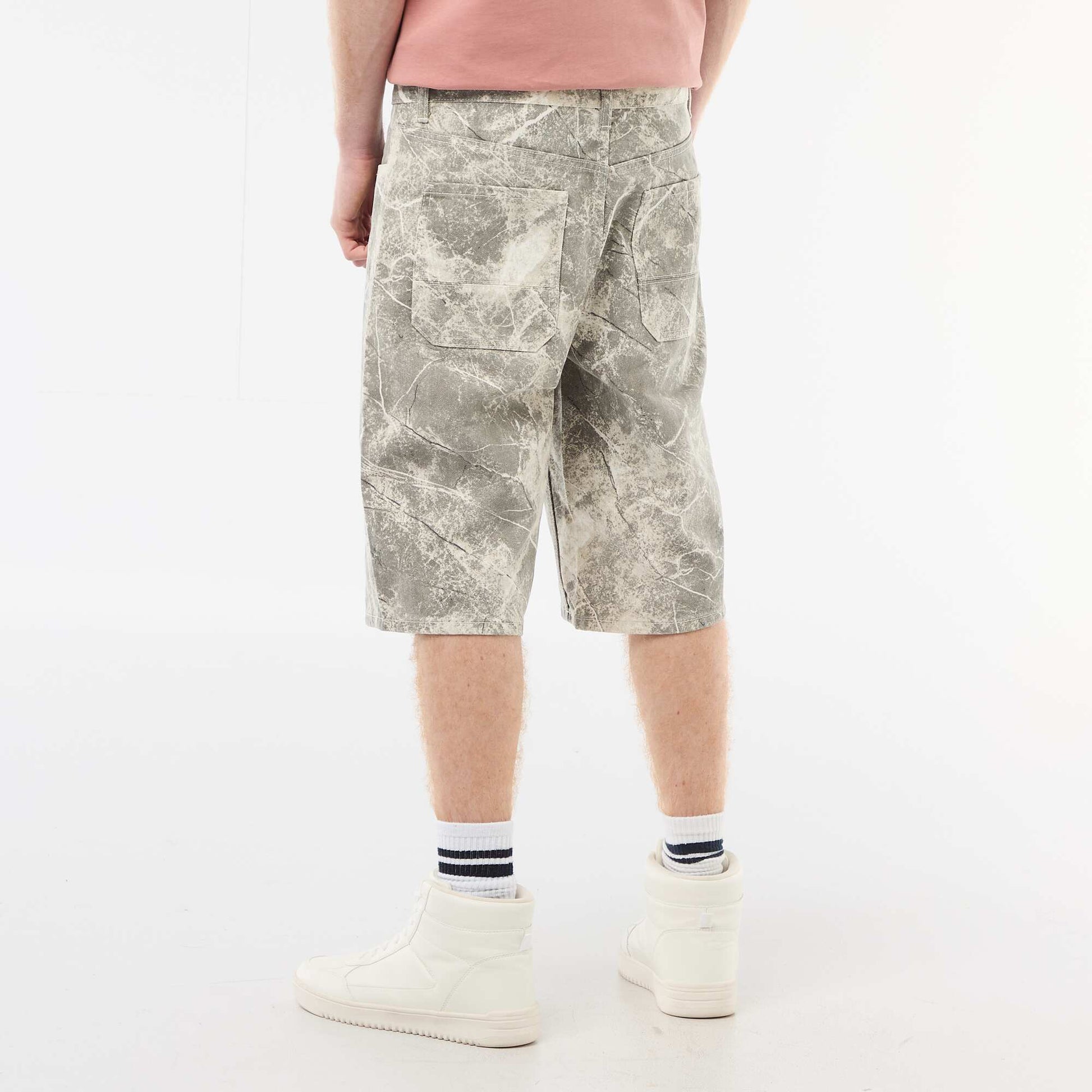 Short en baggy effet original en coton BEIGE