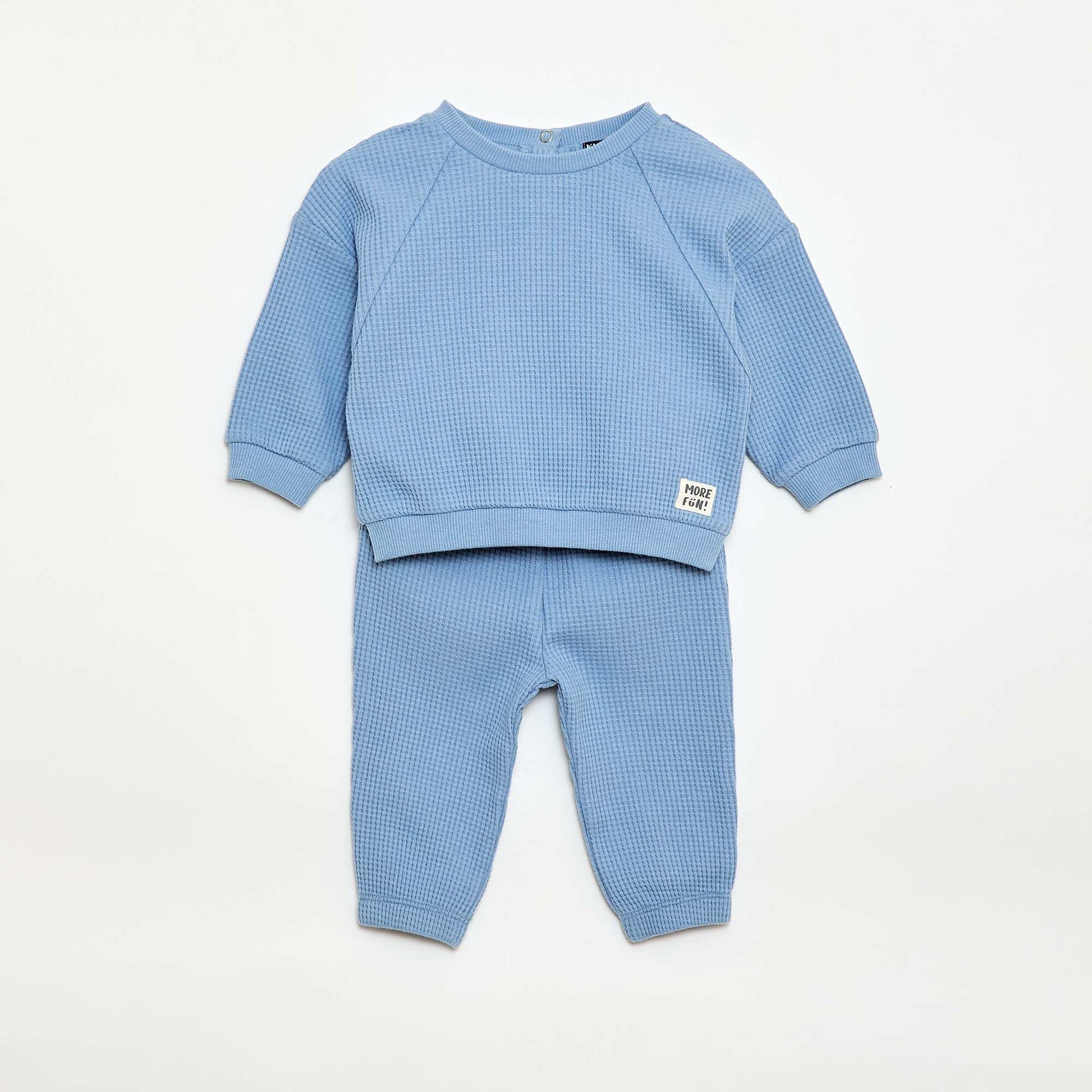 Ensemble sweat + pantalon en nid d'abeilles - 2 pièces BLEU