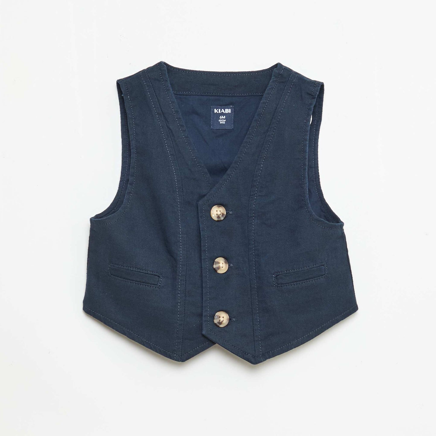 Ensemble de cérémonie 4 pièces en coton et lin BLEU