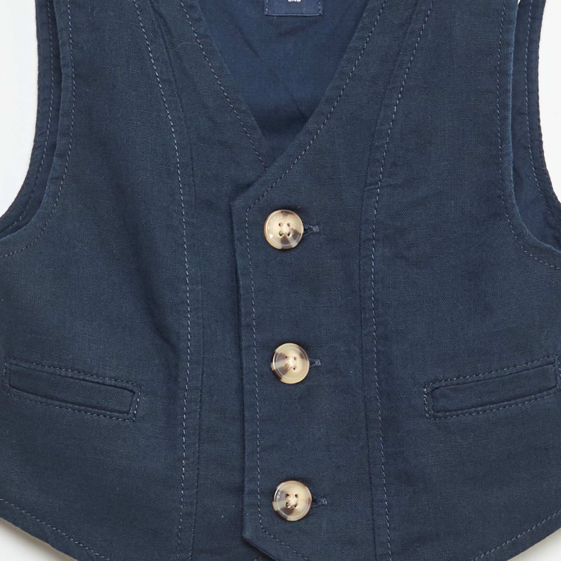 Ensemble de cérémonie 4 pièces en coton et lin BLEU