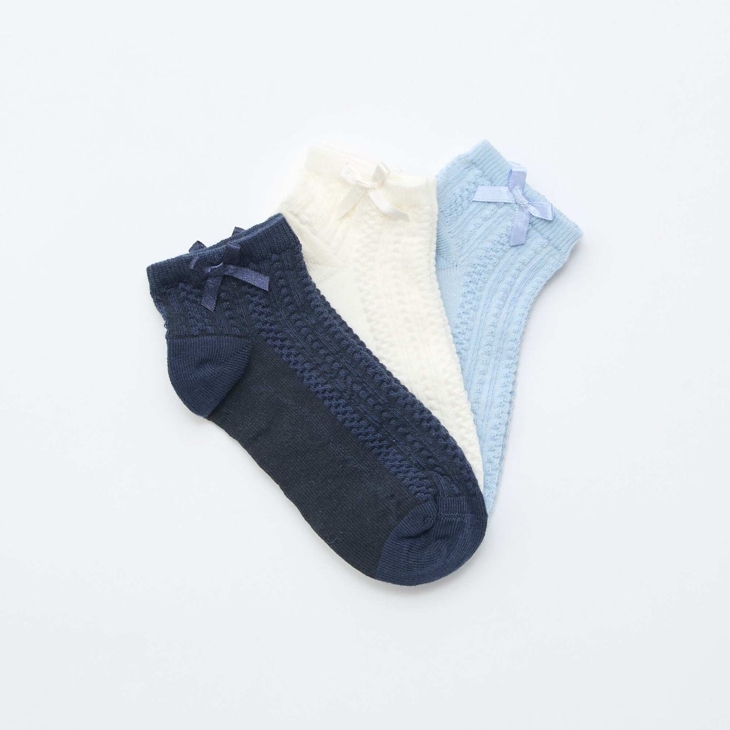 Lot de 3 socquettes à volants BLEU
