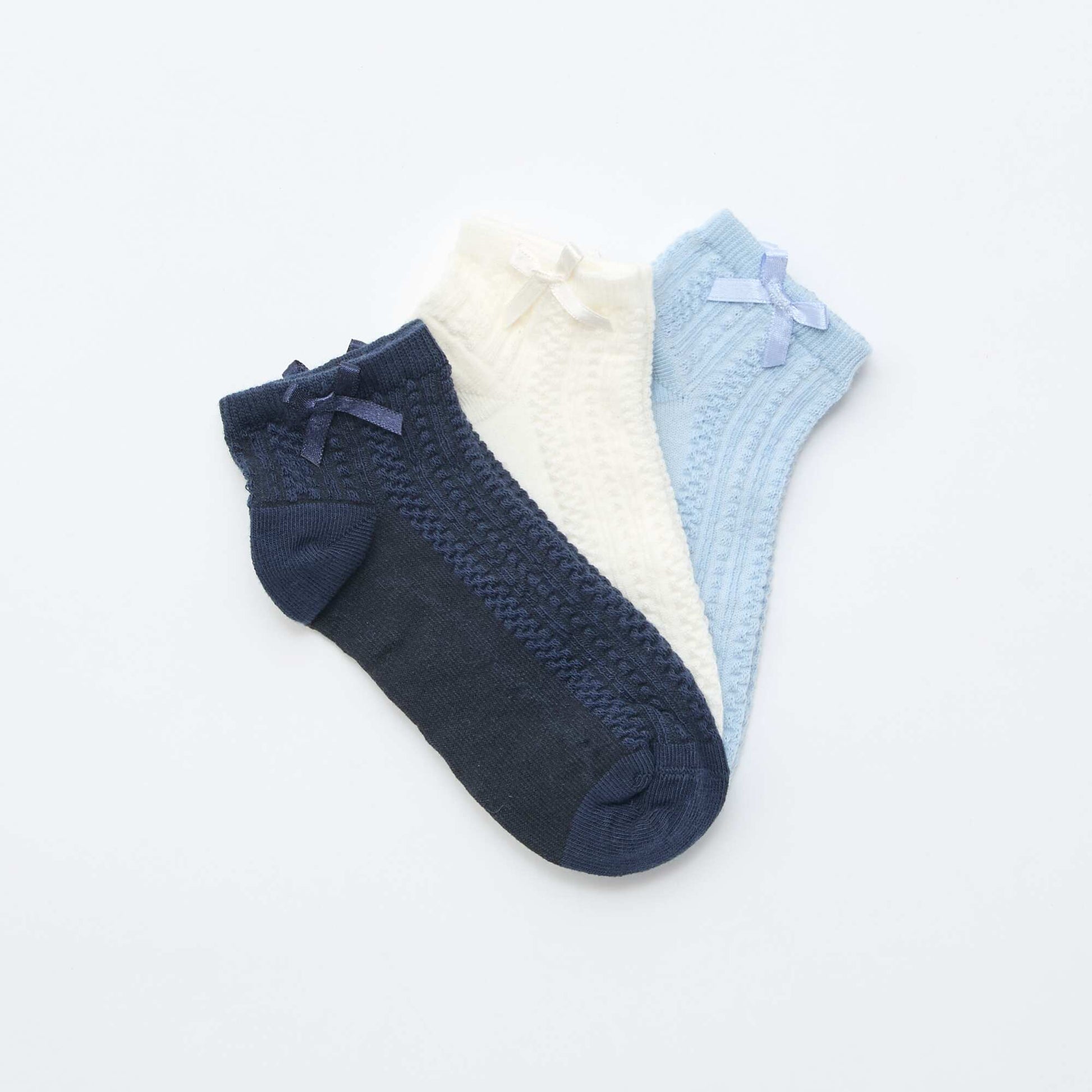 Lot de 3 socquettes à volants BLEU