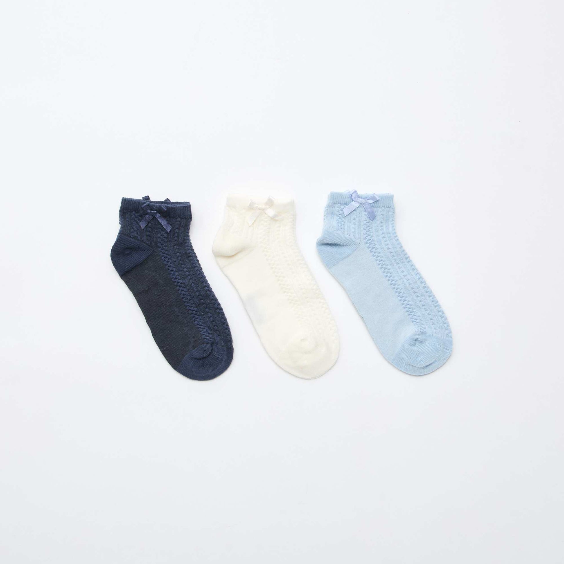 Lot de 3 socquettes à volants BLEU