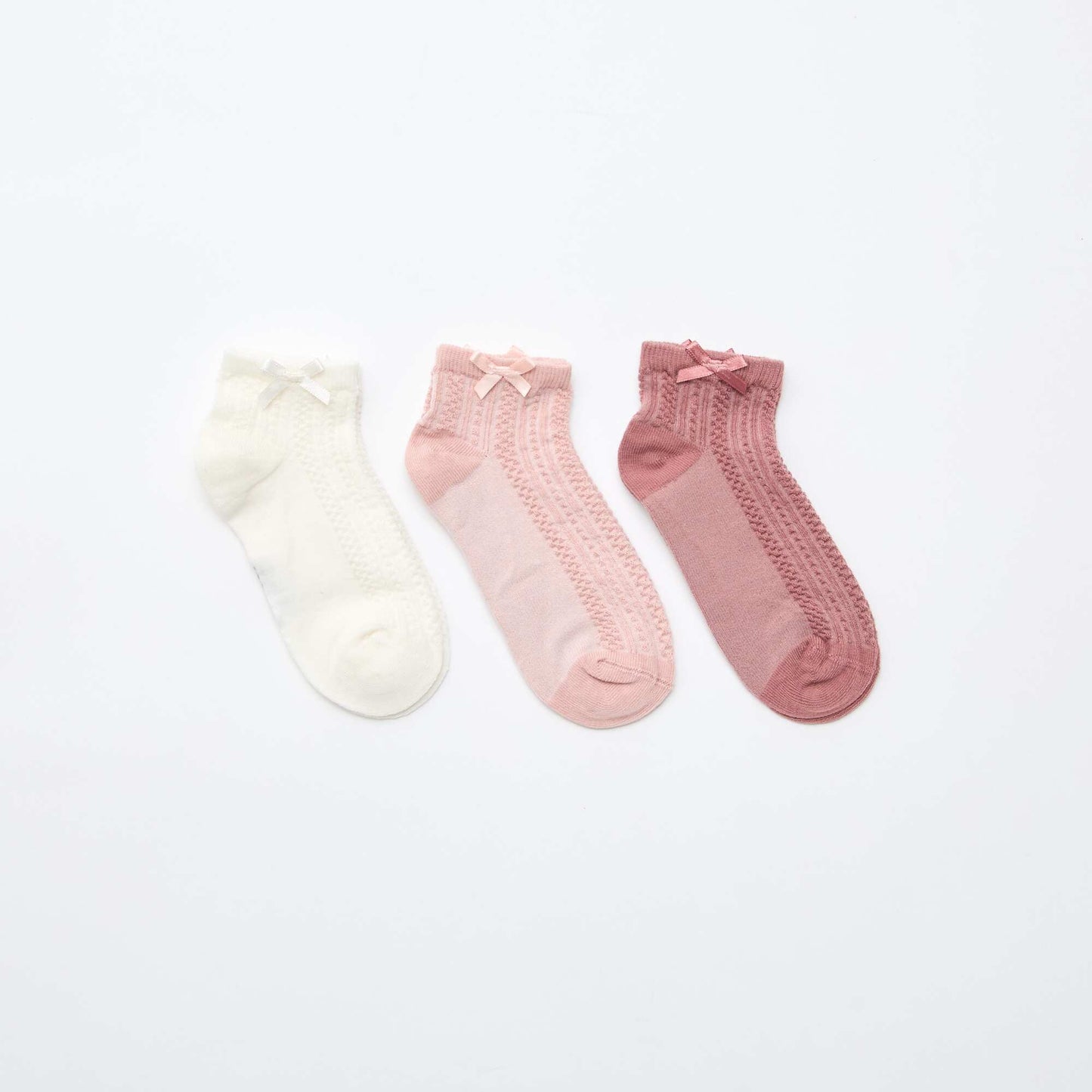 Lot de 3 socquettes à volants ROSE