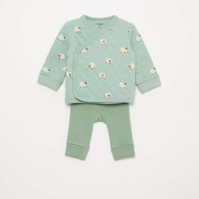 Ensemble gilet cache-cœur + legging - 2 pièces BLEU