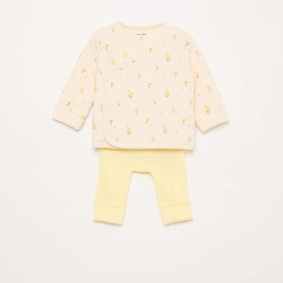 Ensemble gilet cache-cœur + legging - 2 pièces BLANC