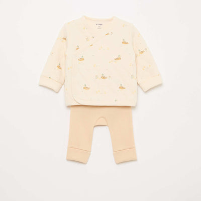 Ensemble gilet cache-cœur + legging - 2 pièces BLANC
