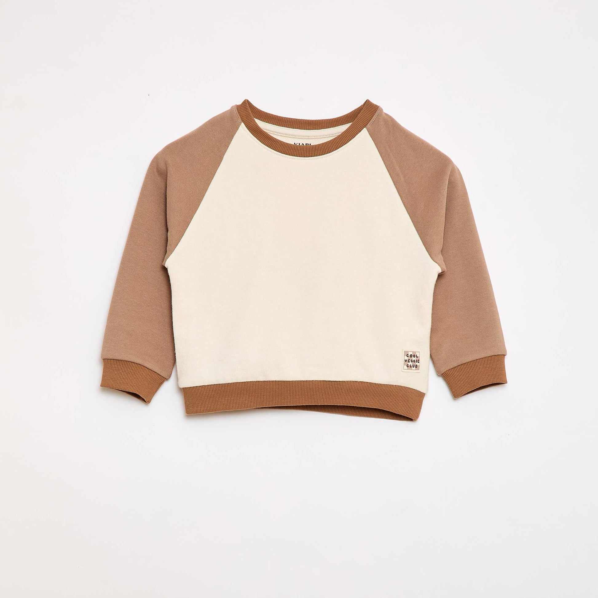 Sweat-shirt bicolore en molleton non gratté BEIGE
