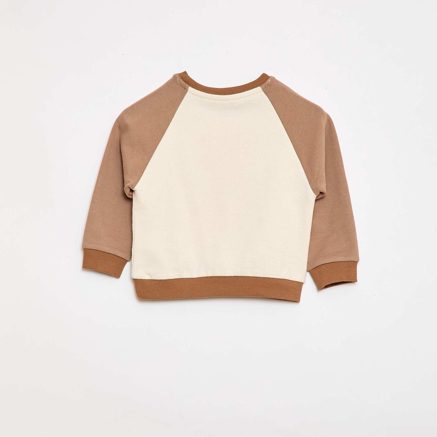 Sweat-shirt bicolore en molleton non gratté BEIGE