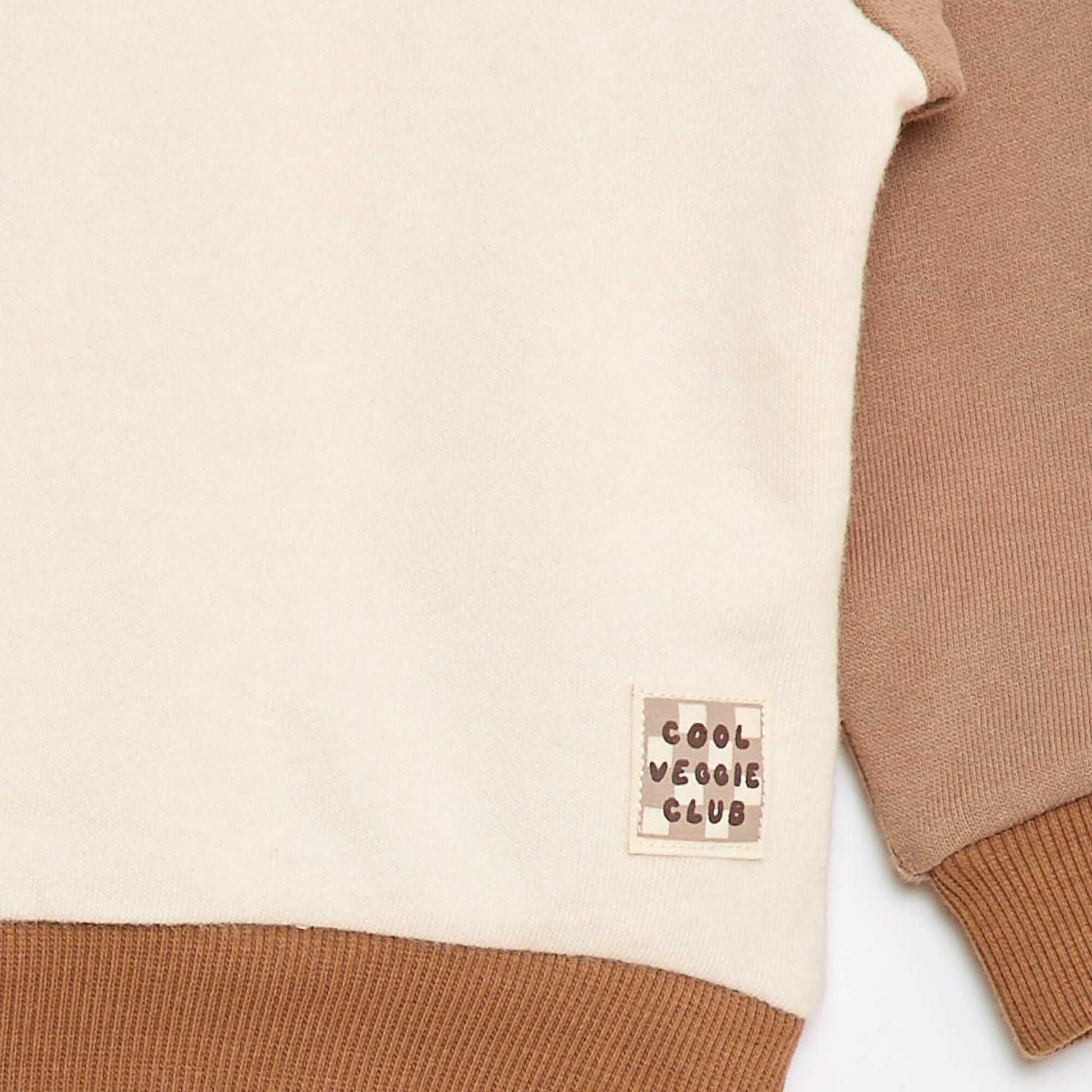 Sweat-shirt bicolore en molleton non gratté BEIGE