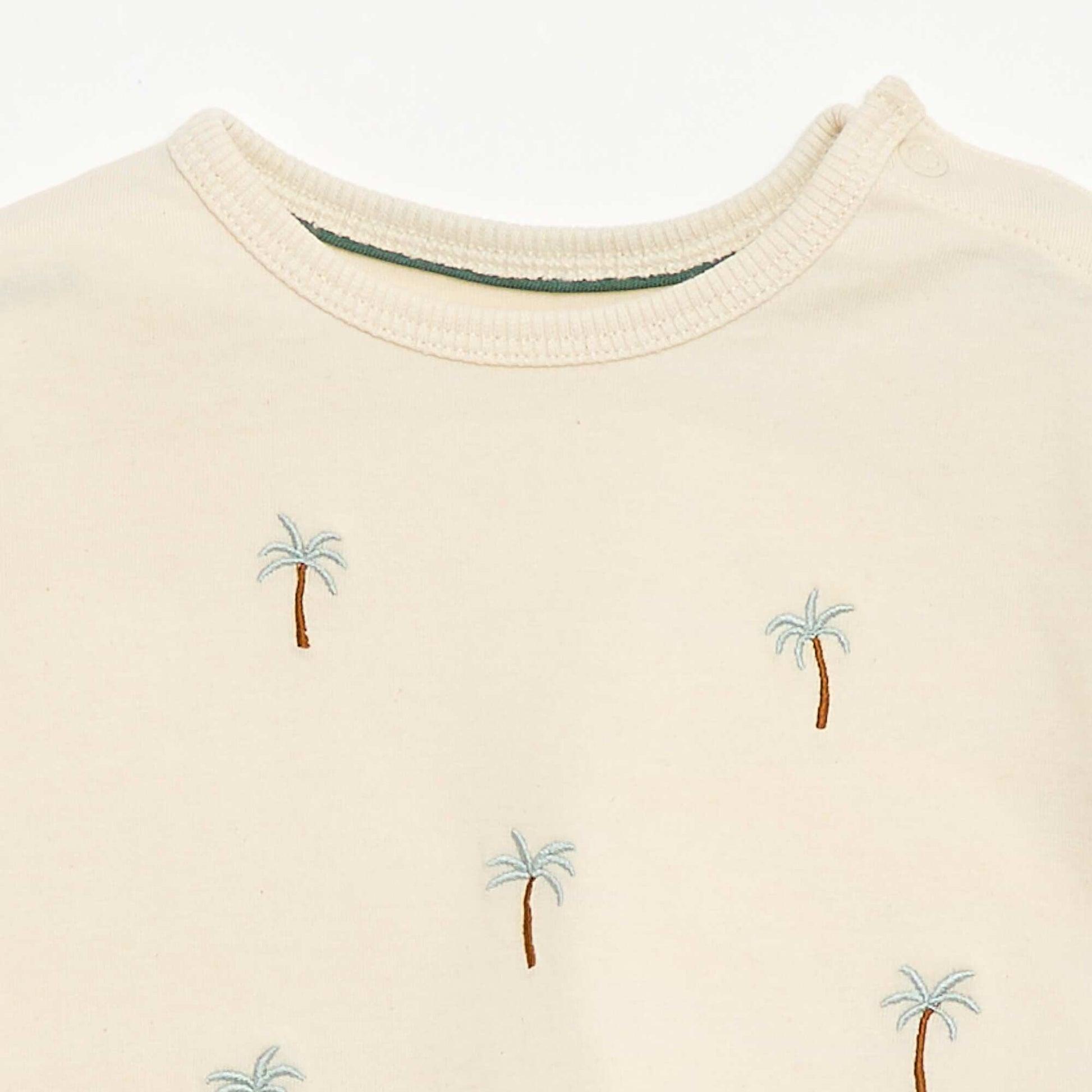 T-shirt imprimé tropique' manches courtes en coton BLANC
