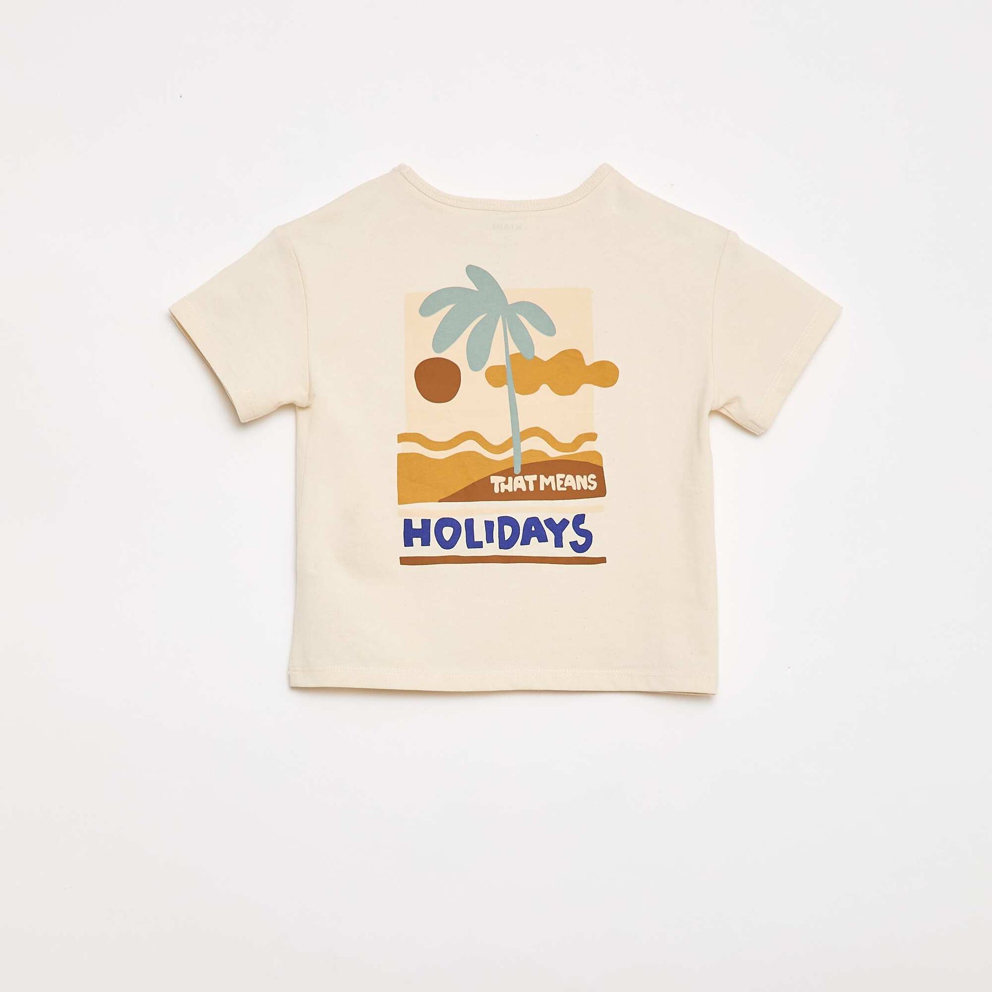 T-shirt imprimé tropique' manches courtes en coton BLANC