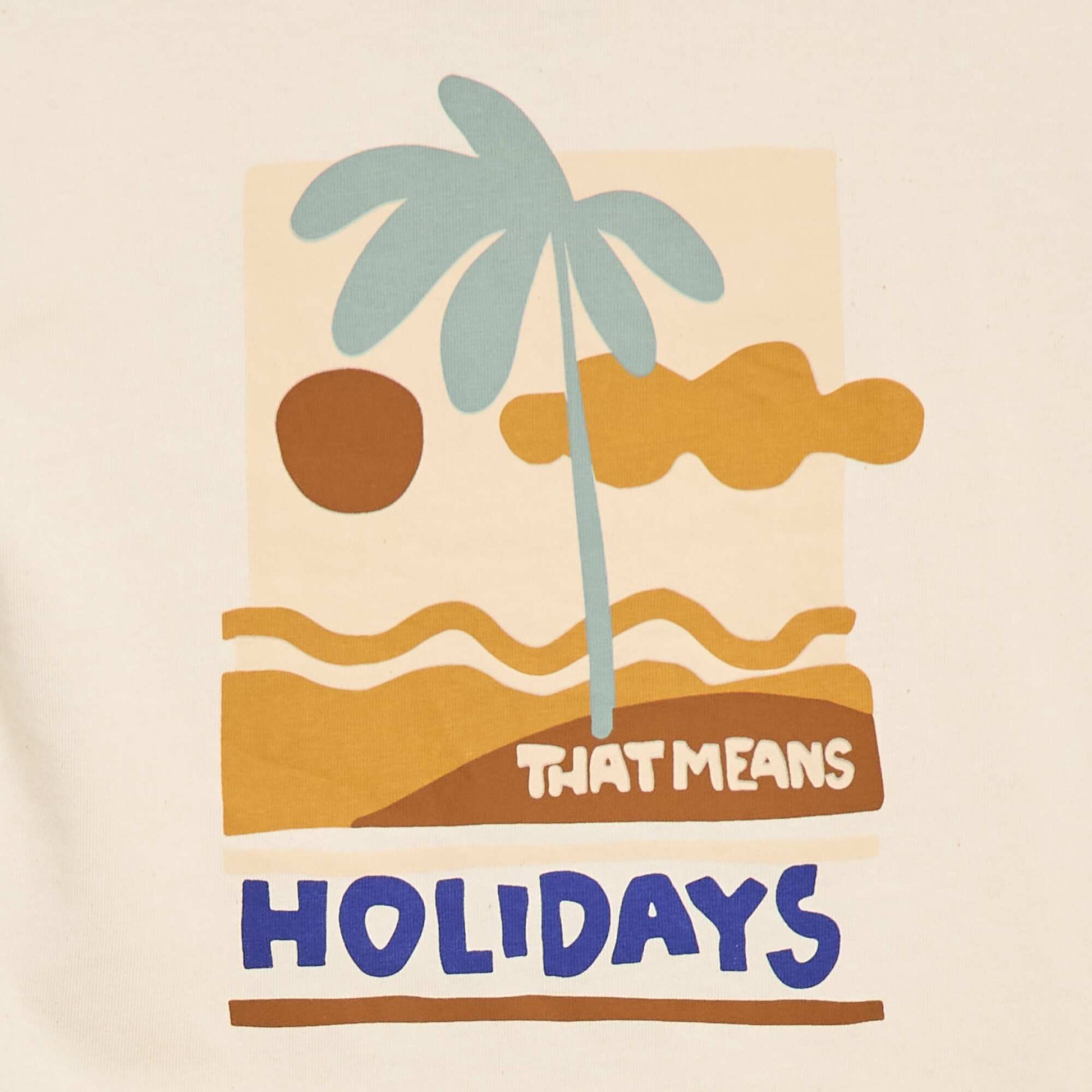 T-shirt imprimé tropique' manches courtes en coton BLANC
