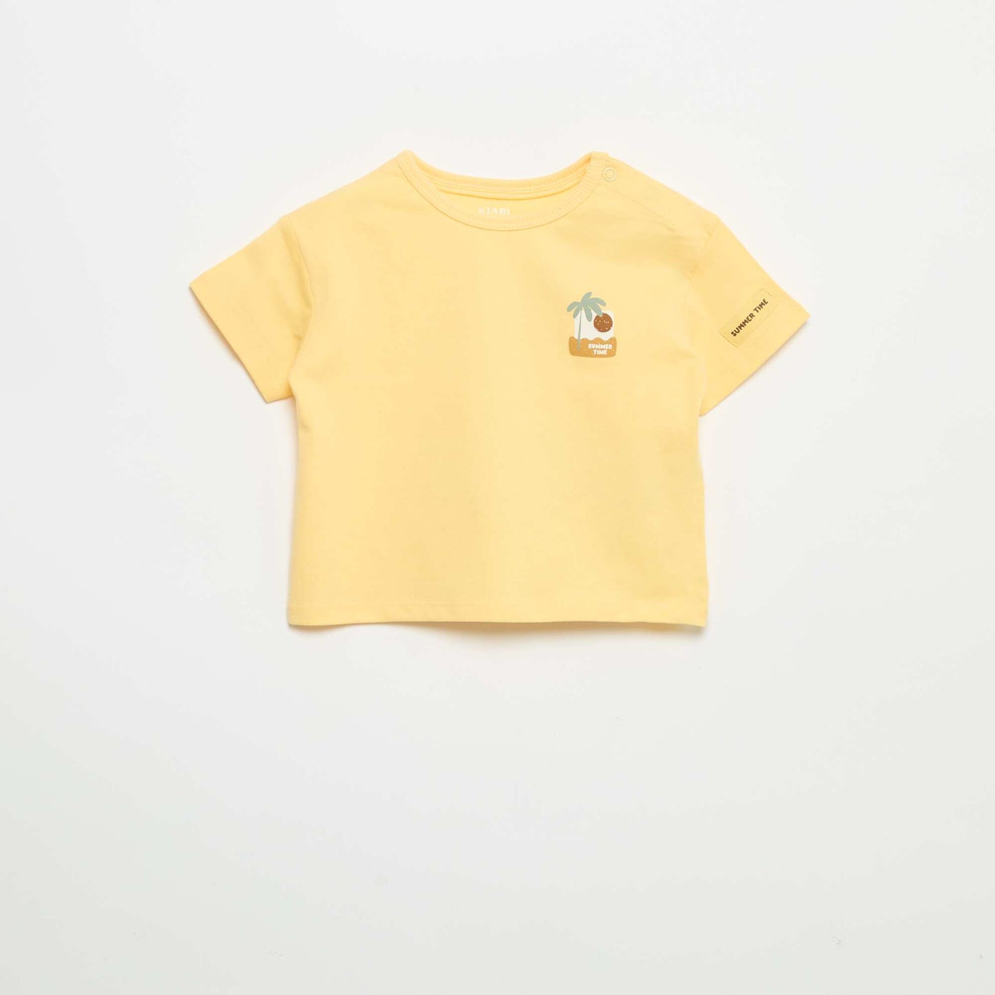 T-shirt imprimé tropique' manches courtes en coton JAUNE