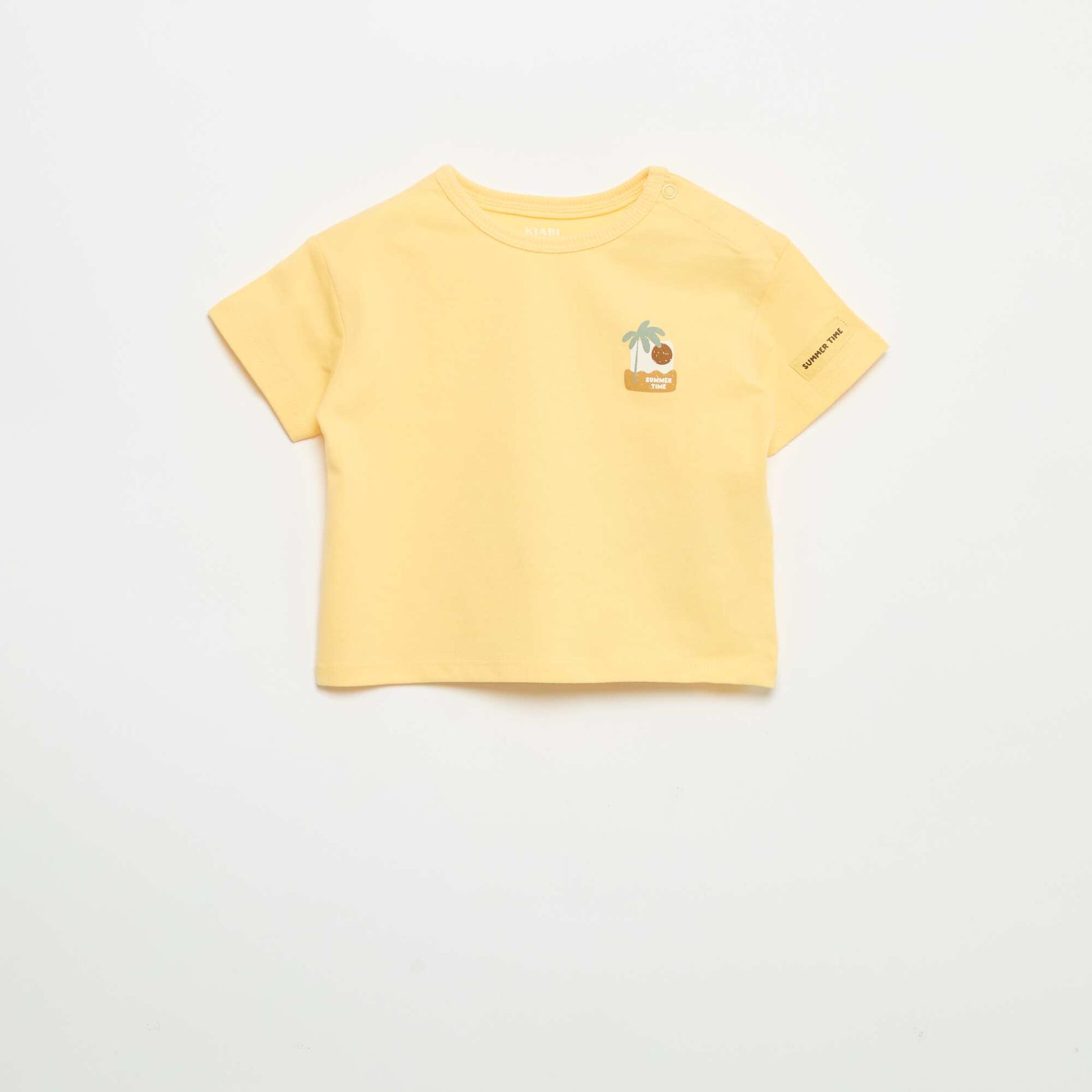 T-shirt imprimé tropique' manches courtes en coton JAUNE