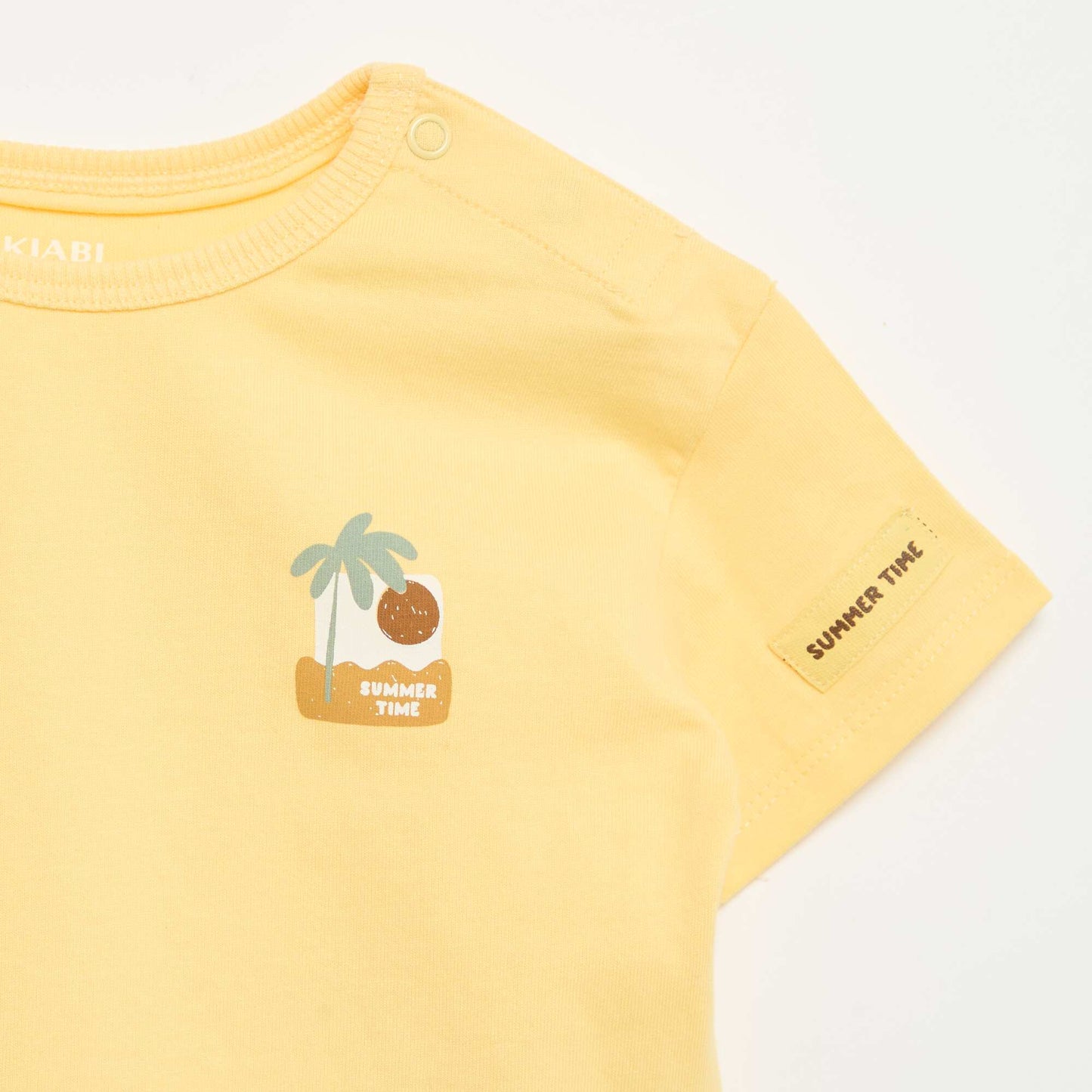 T-shirt imprimé tropique' manches courtes en coton JAUNE