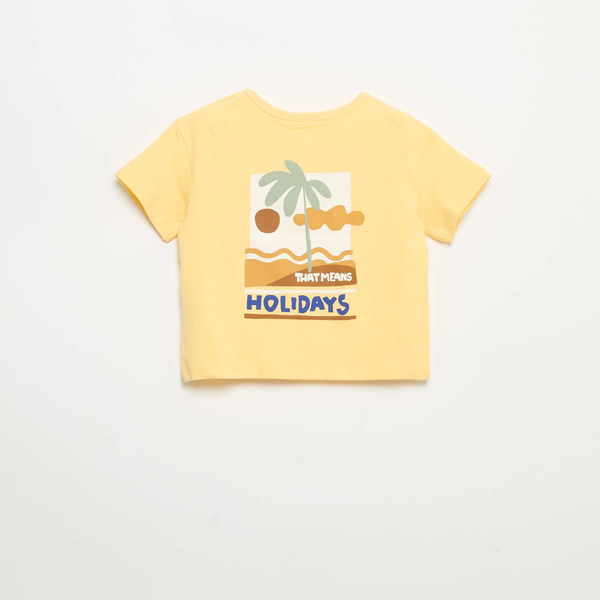 T-shirt imprimé tropique' manches courtes en coton JAUNE