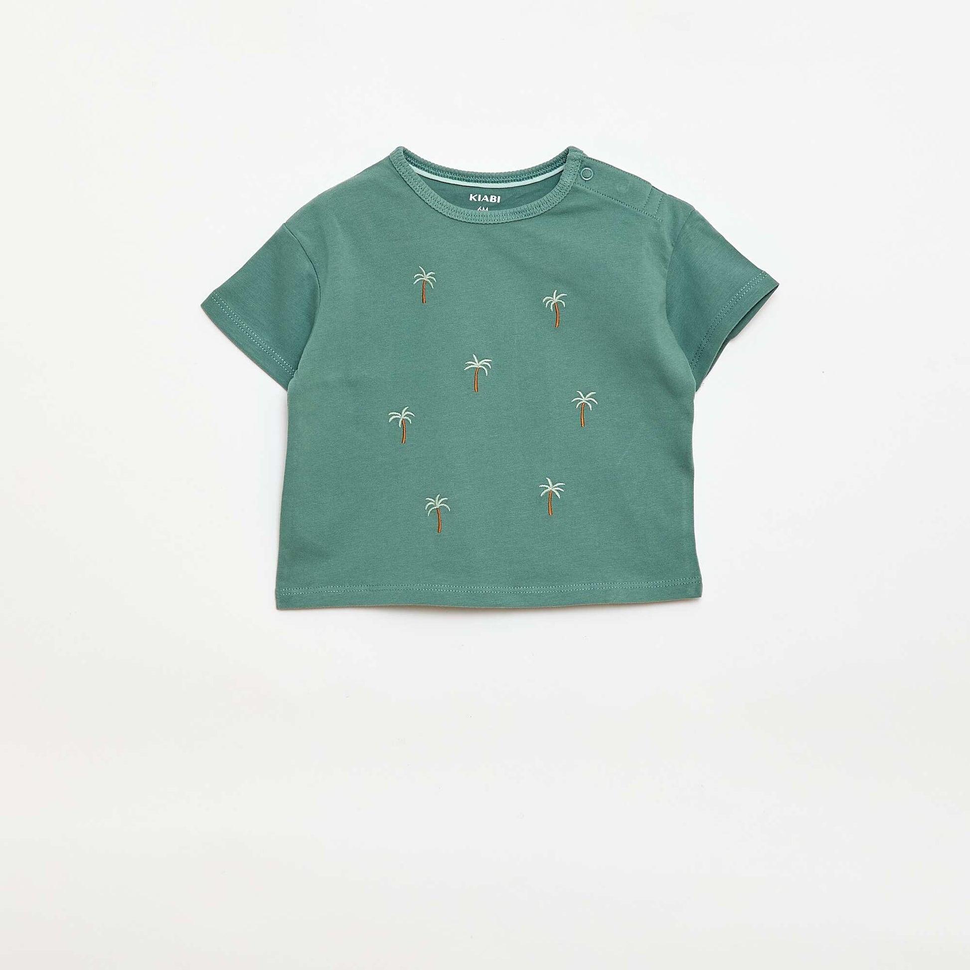 T-shirt imprimé tropique' manches courtes en coton VERT
