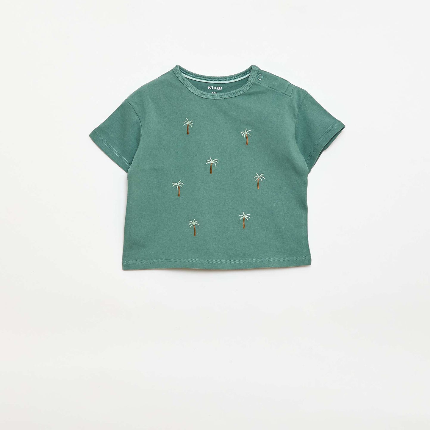 T-shirt imprimé tropique' manches courtes en coton VERT