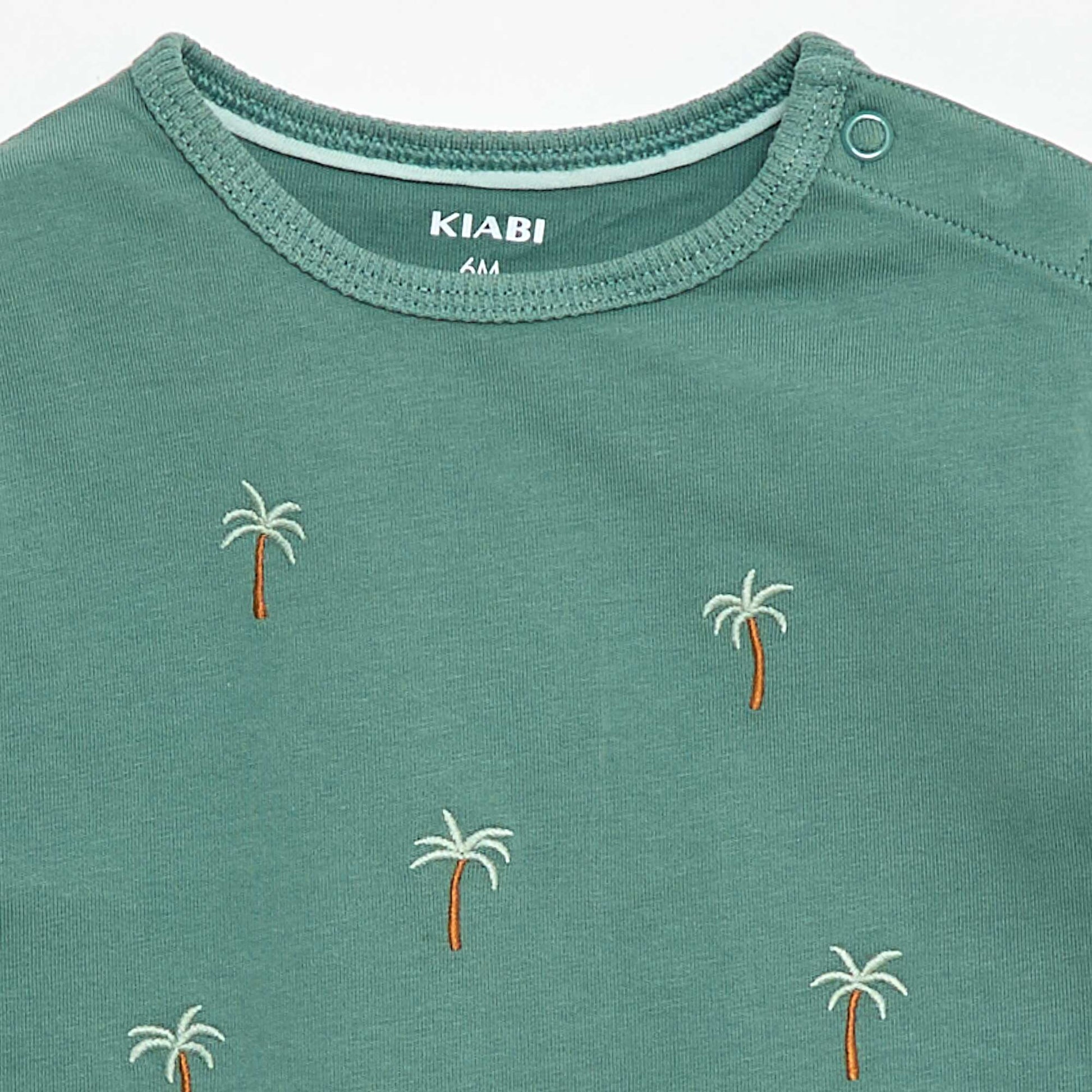 T-shirt imprimé tropique' manches courtes en coton VERT