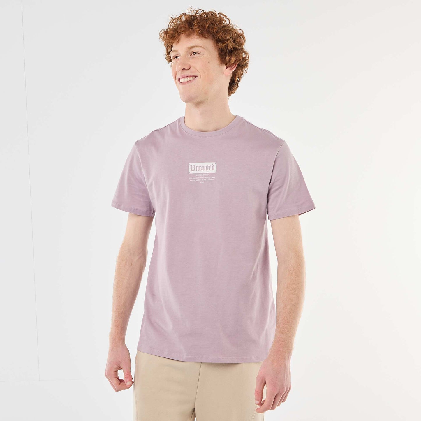 T-shirt imprimé placé en coton uni VIOLET