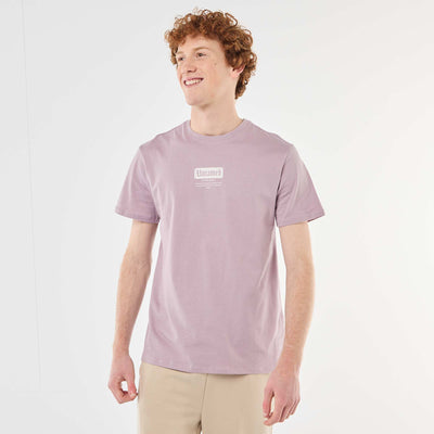 T-shirt imprimé placé en coton uni VIOLET