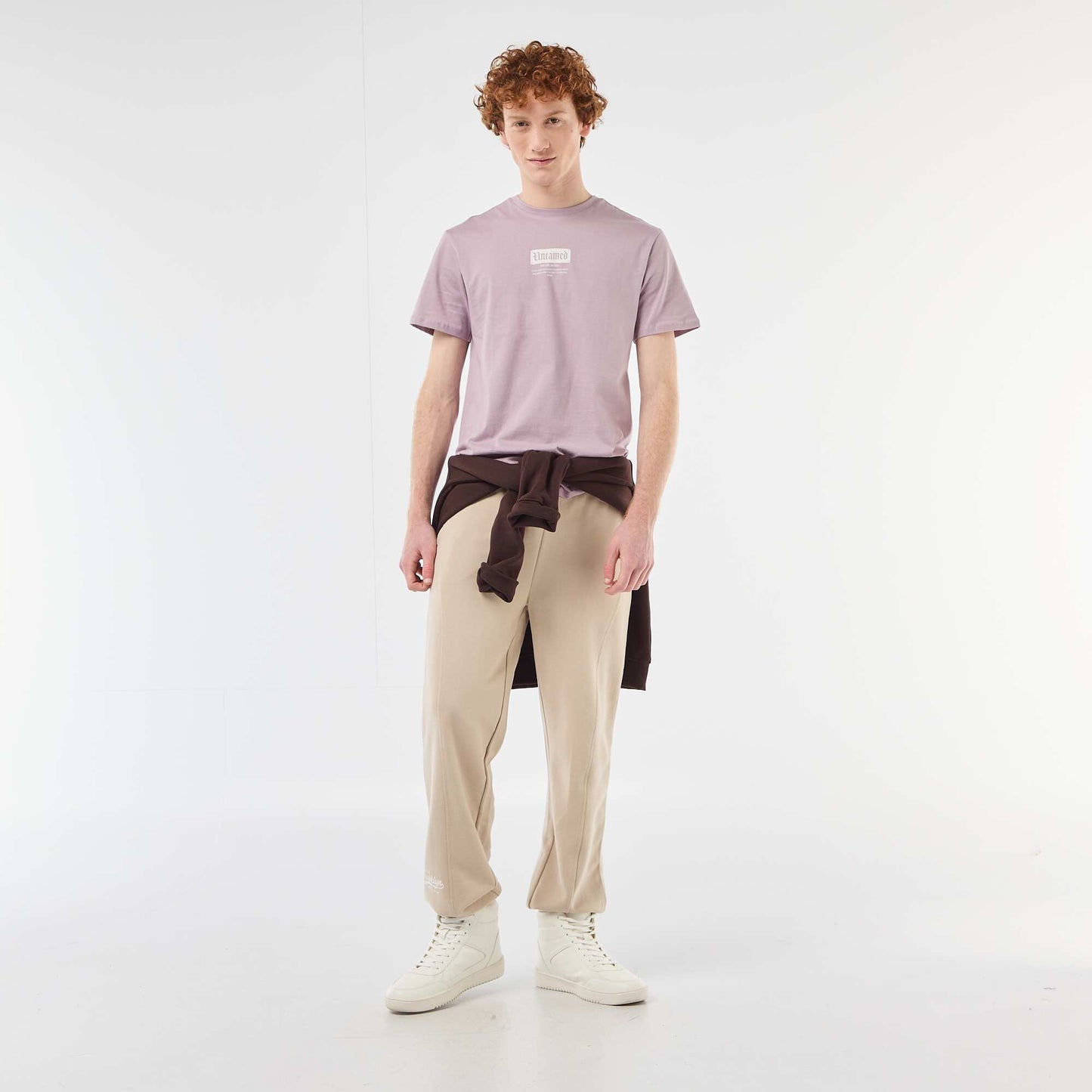 T-shirt imprimé placé en coton uni VIOLET