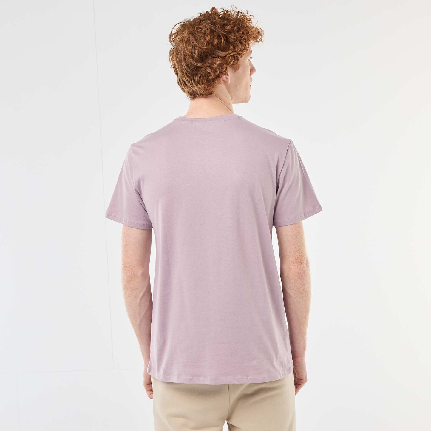 T-shirt imprimé placé en coton uni VIOLET