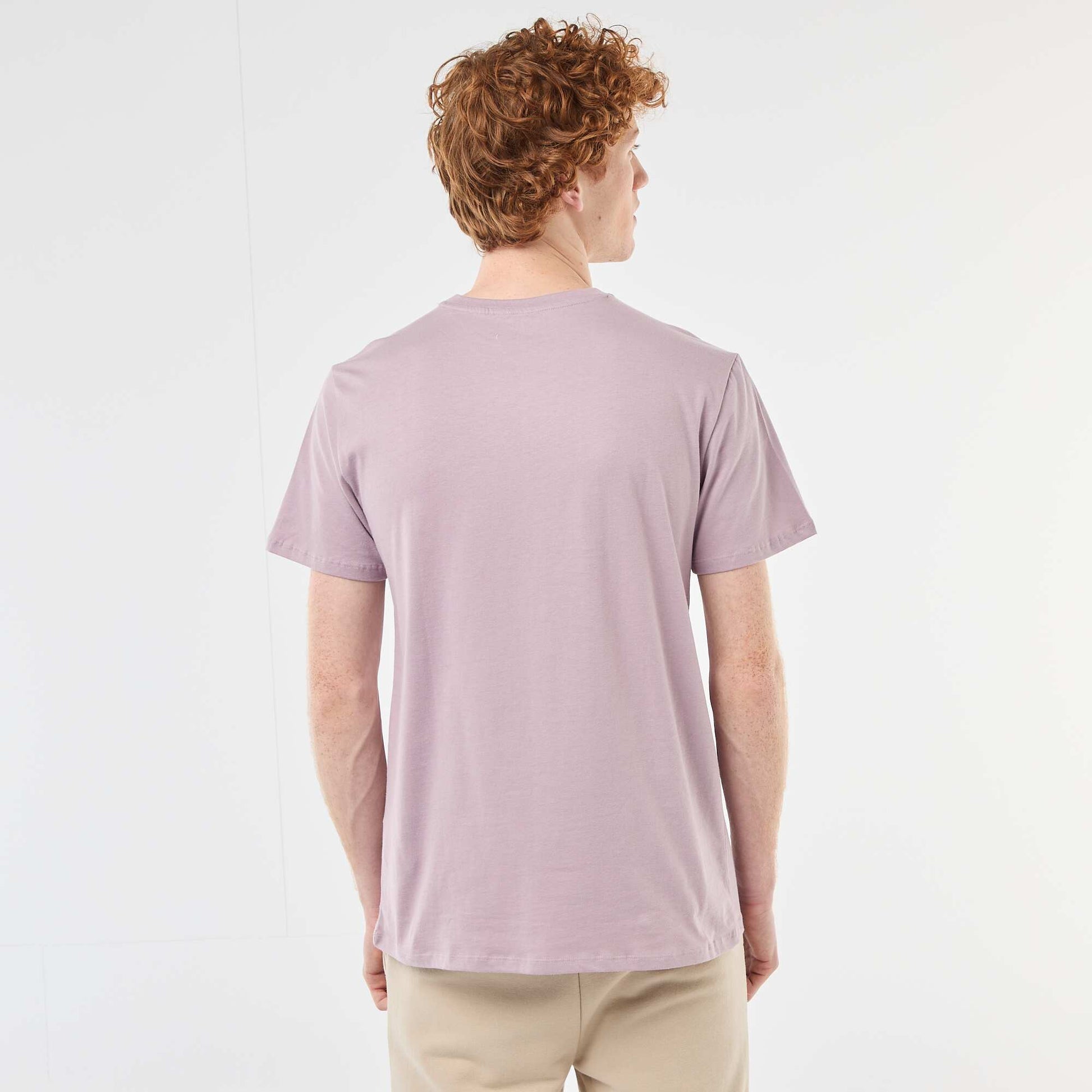 T-shirt imprimé placé en coton uni VIOLET