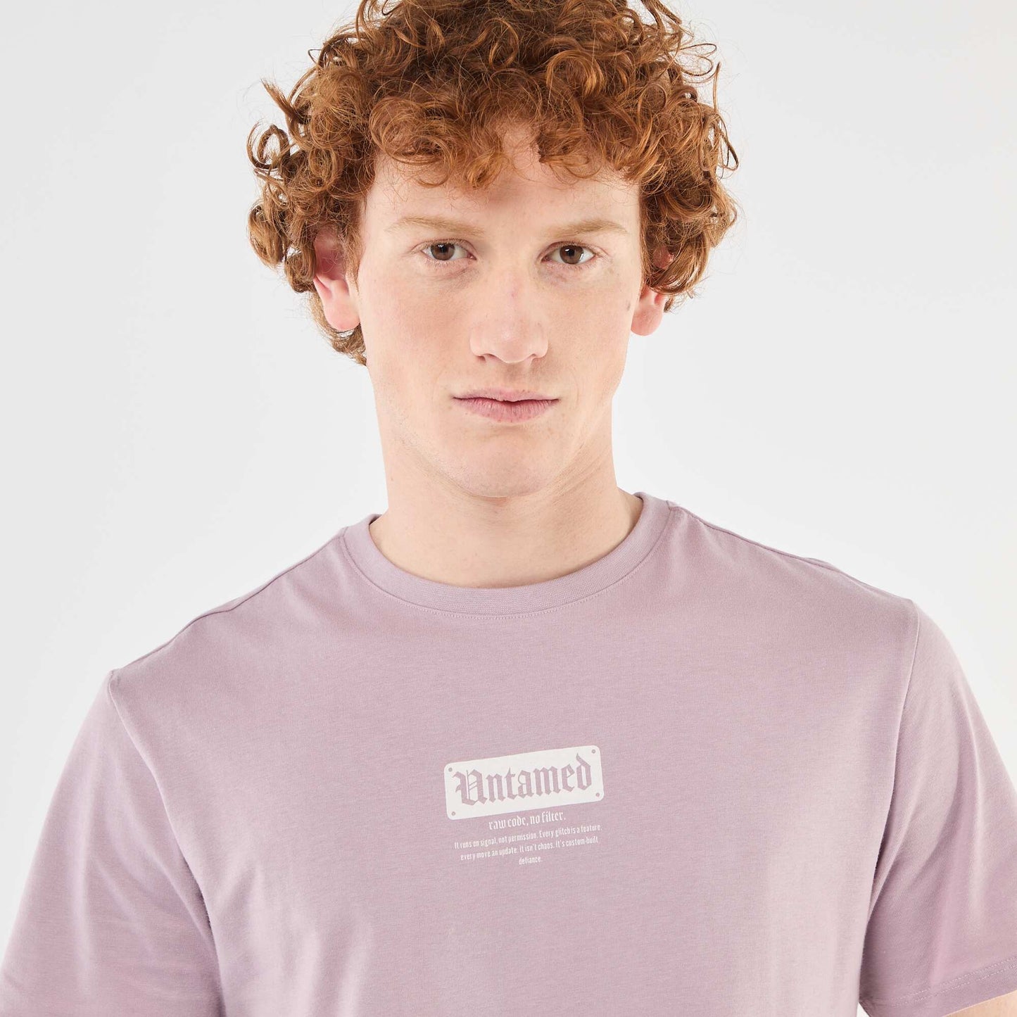 T-shirt imprimé placé en coton uni VIOLET