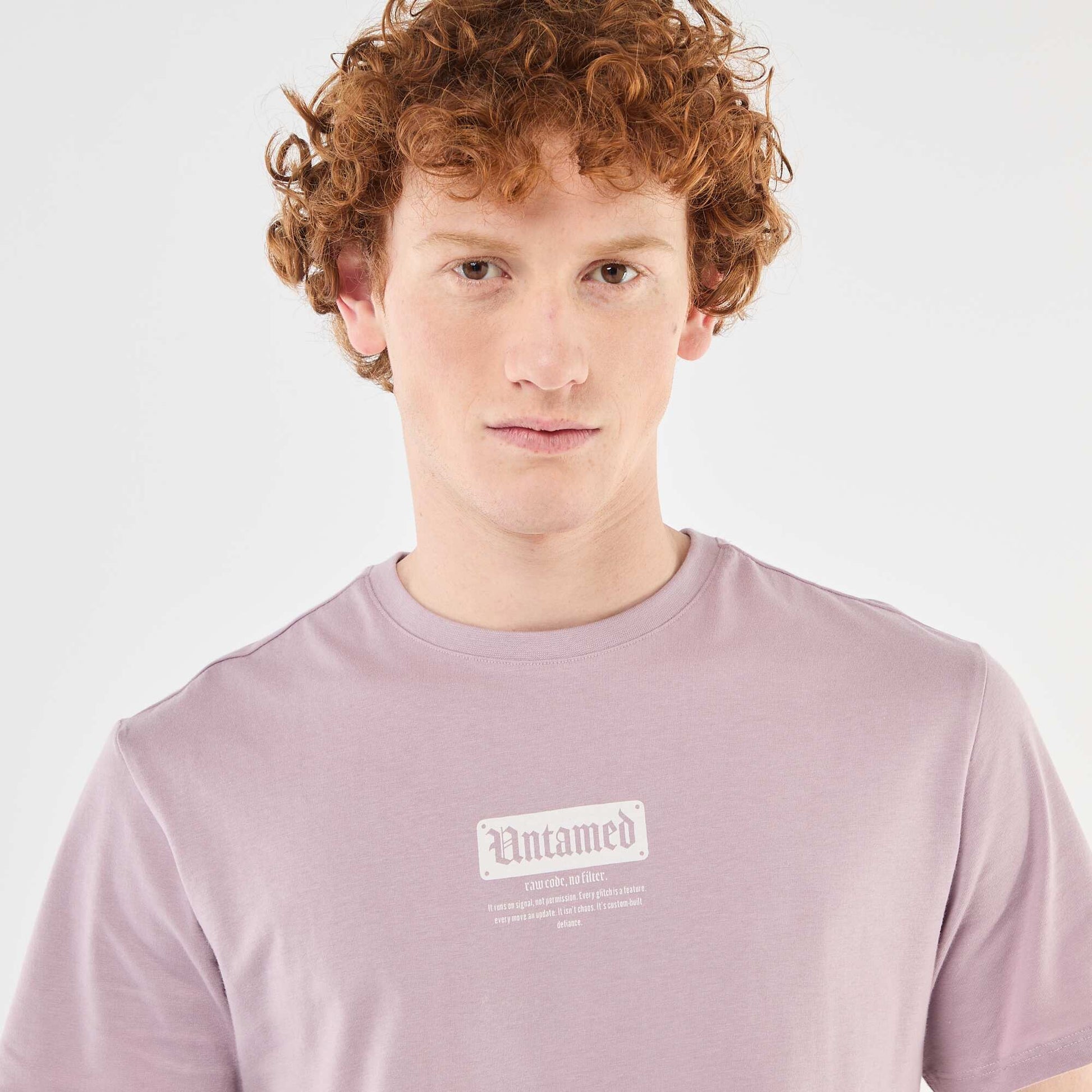 T-shirt imprimé placé en coton uni VIOLET