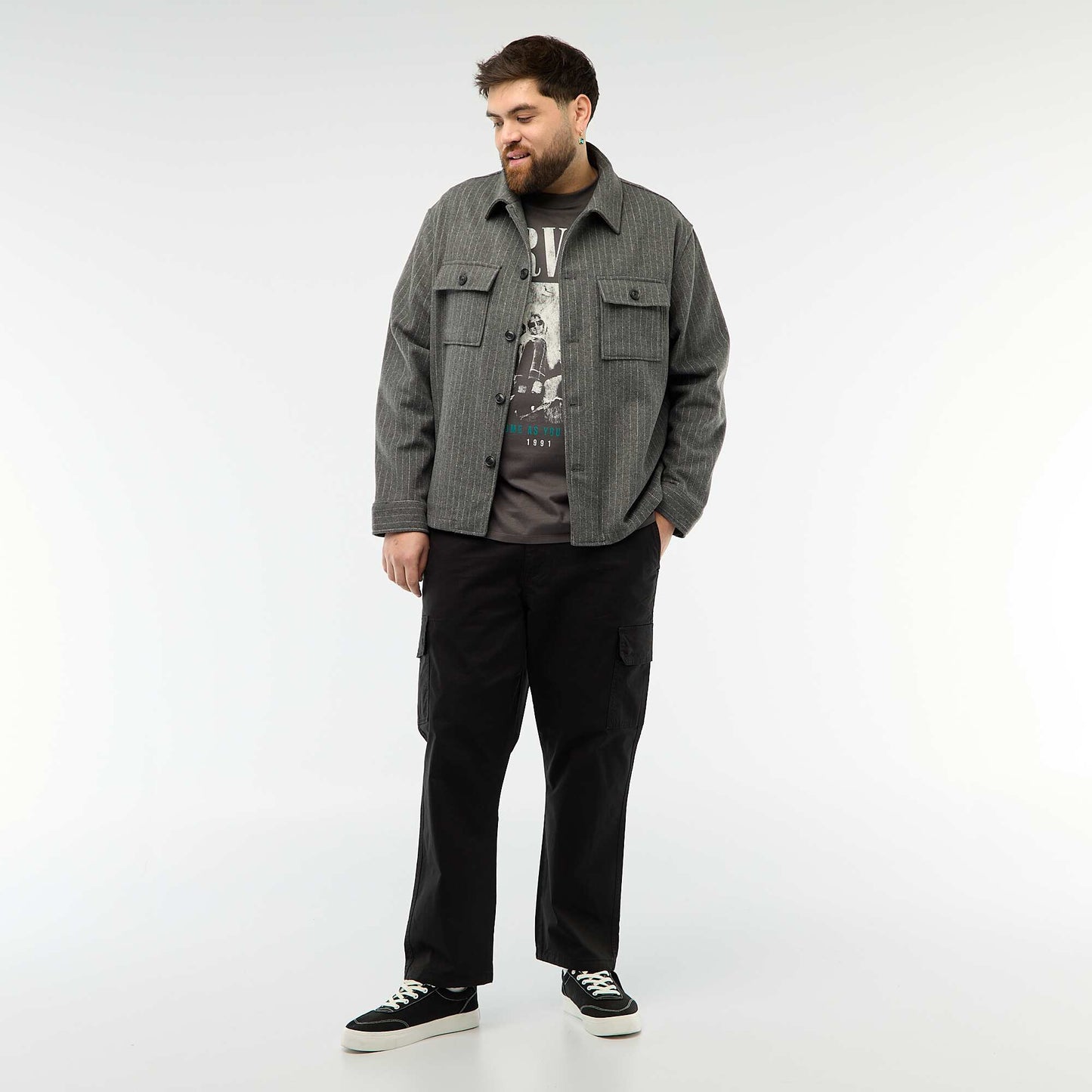 Pantalon multipoches coupe droite / regular fit NOIR