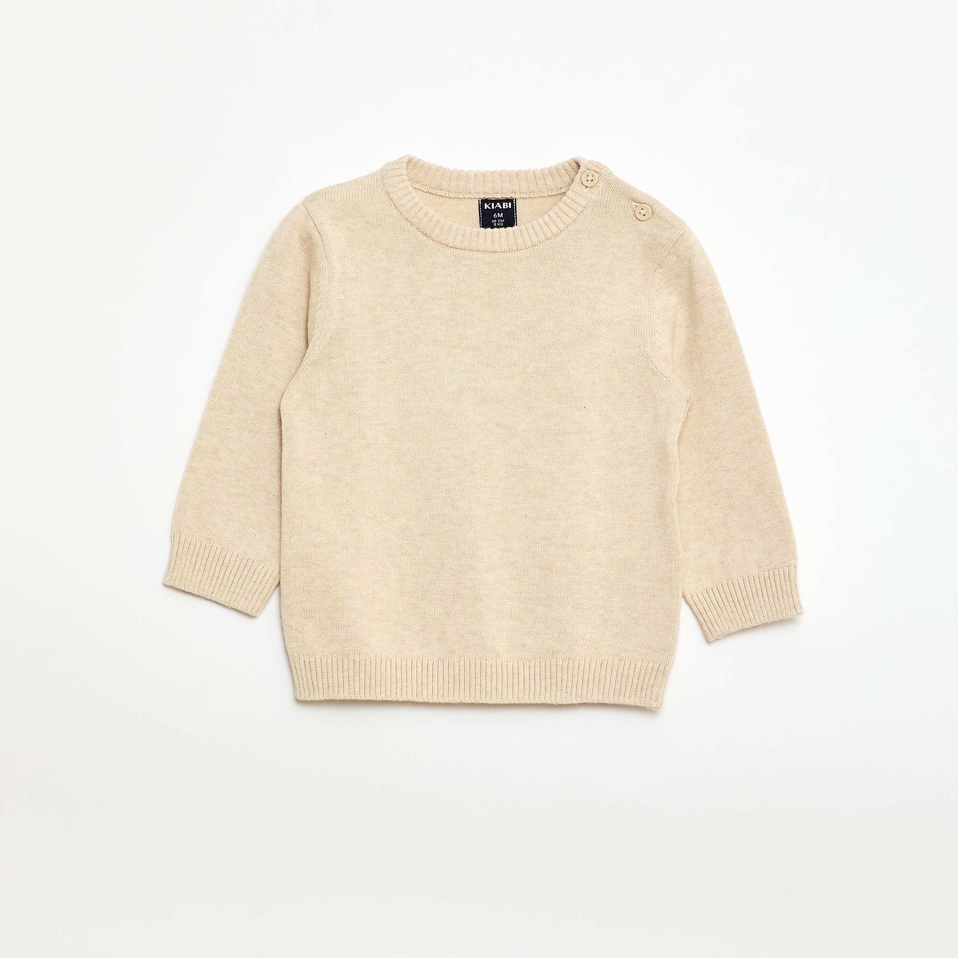 Pull fine jauge encolure boutonnée BEIGE