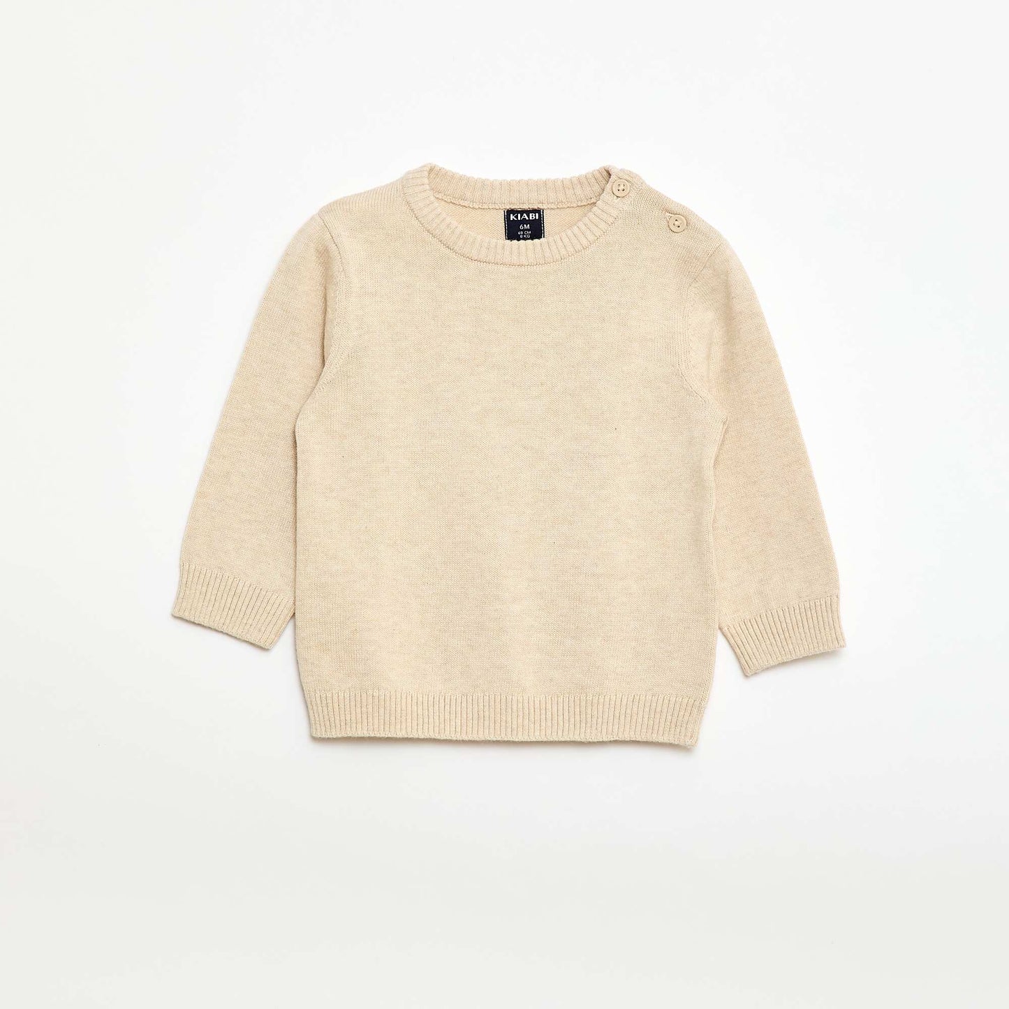 Pull fine jauge encolure boutonnée BEIGE