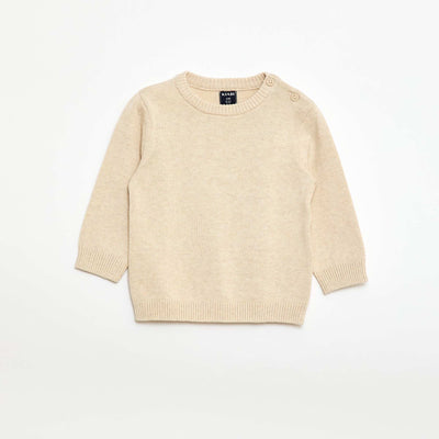 Pull fine jauge encolure boutonnée BEIGE