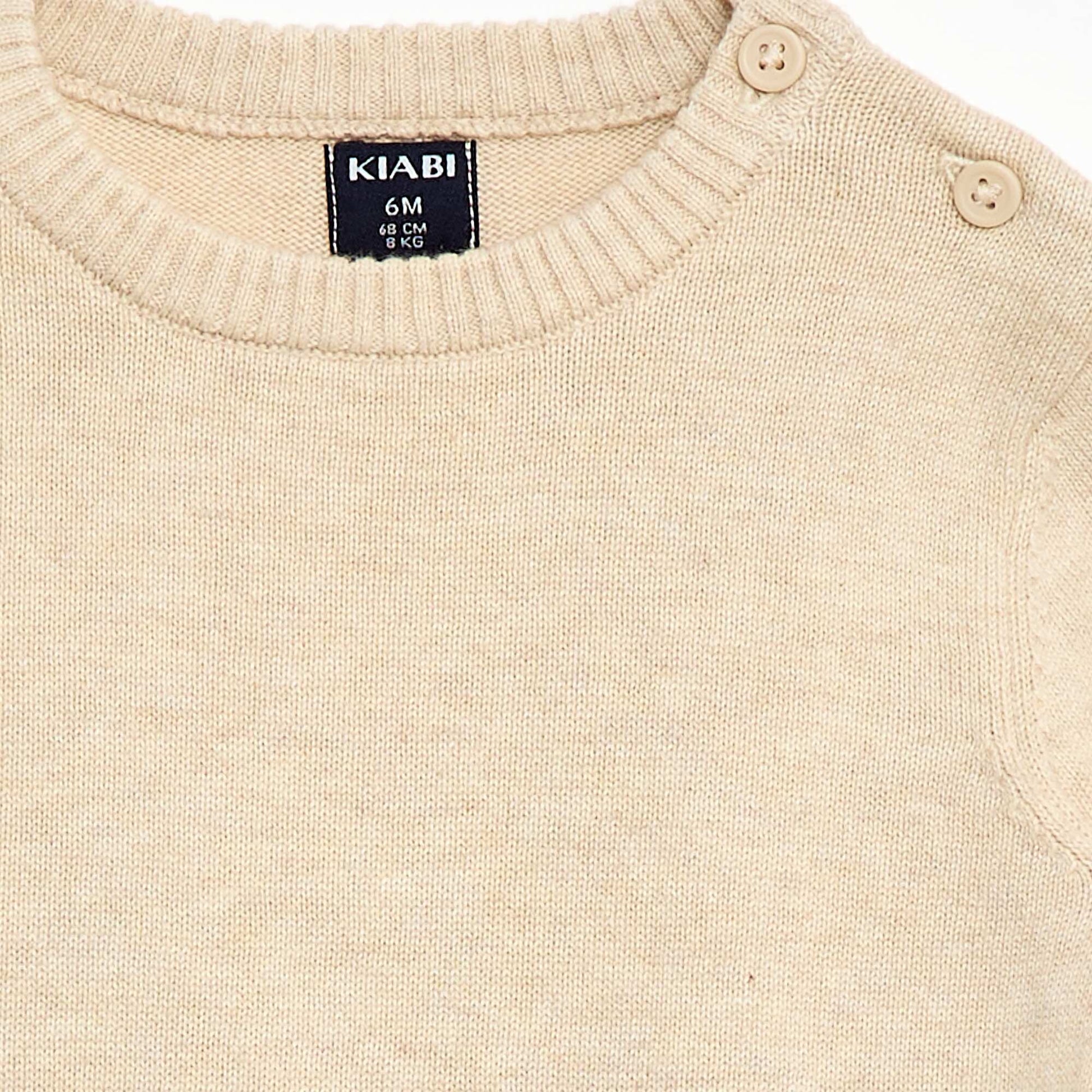 Pull fine jauge encolure boutonnée BEIGE