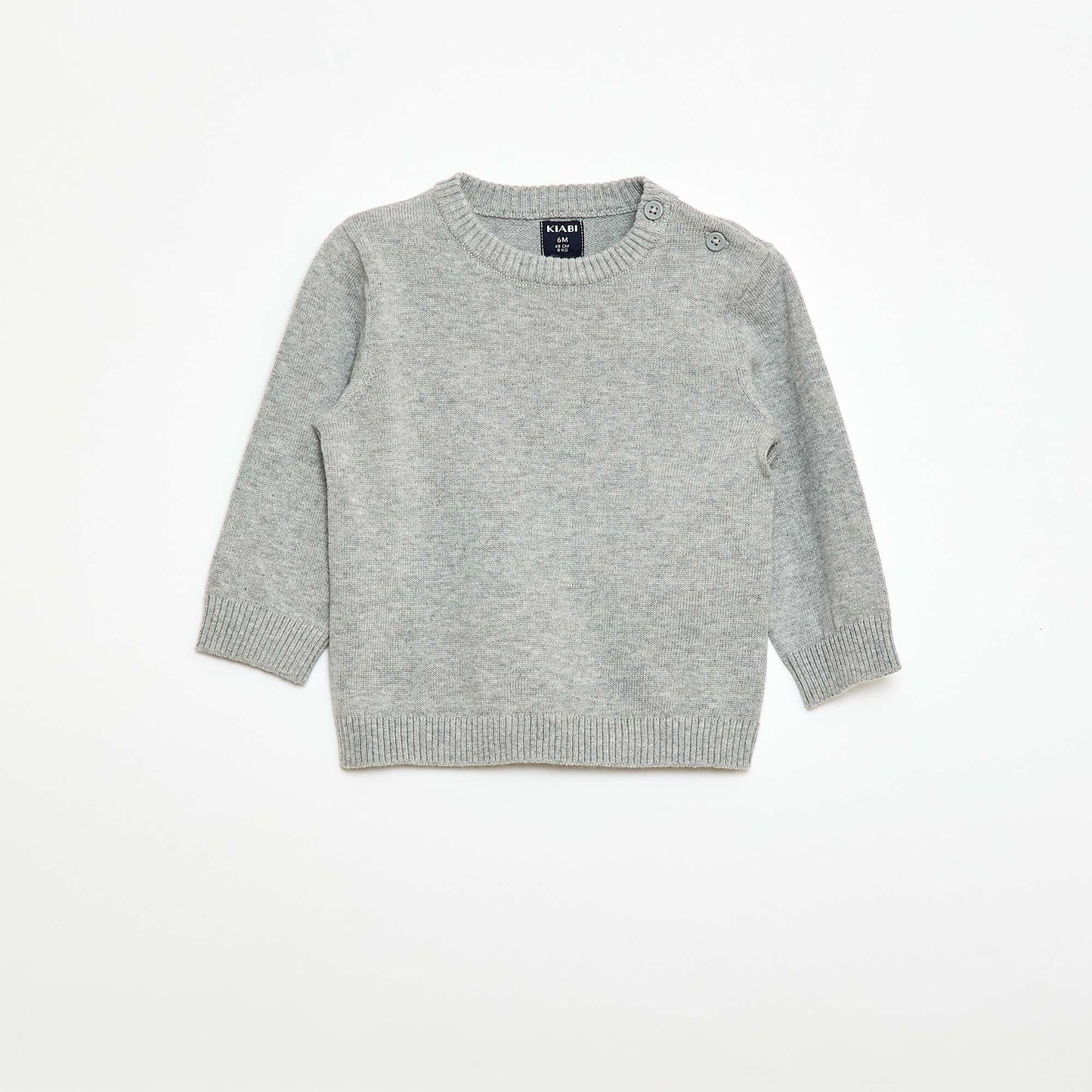 Pull fine jauge encolure boutonnée GRIS