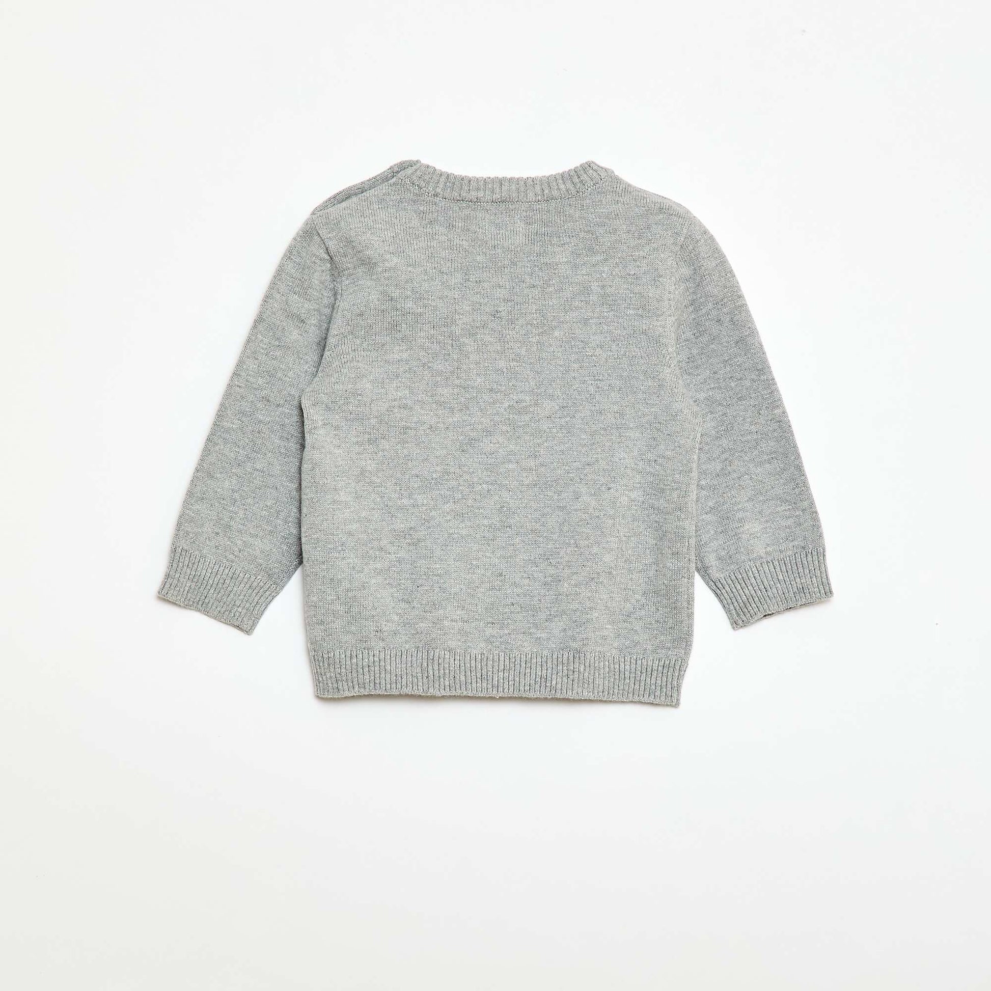 Pull fine jauge encolure boutonnée GRIS