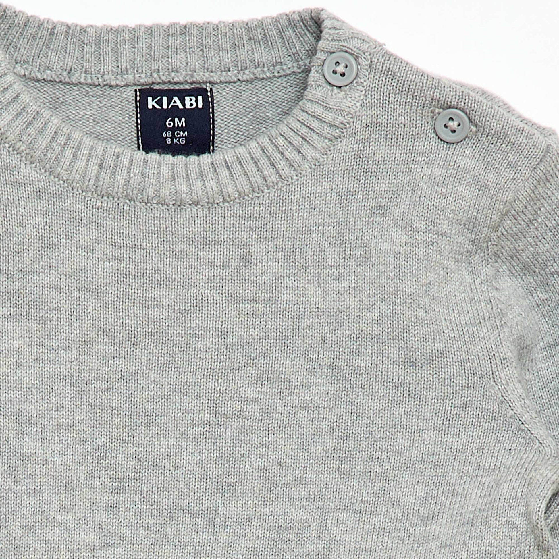 Pull fine jauge encolure boutonnée GRIS
