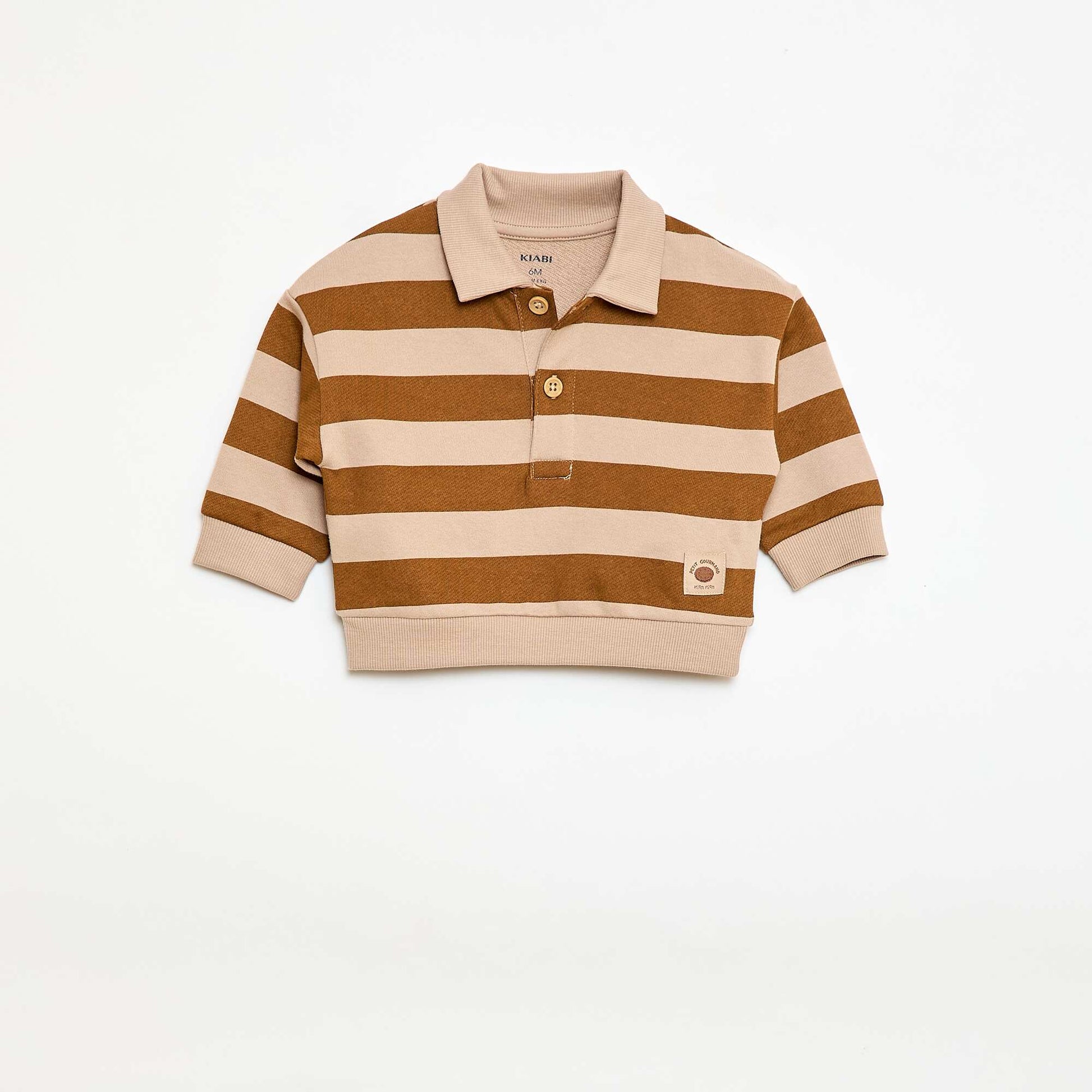 Sweat-shirt à manches longues col polo BEIGE