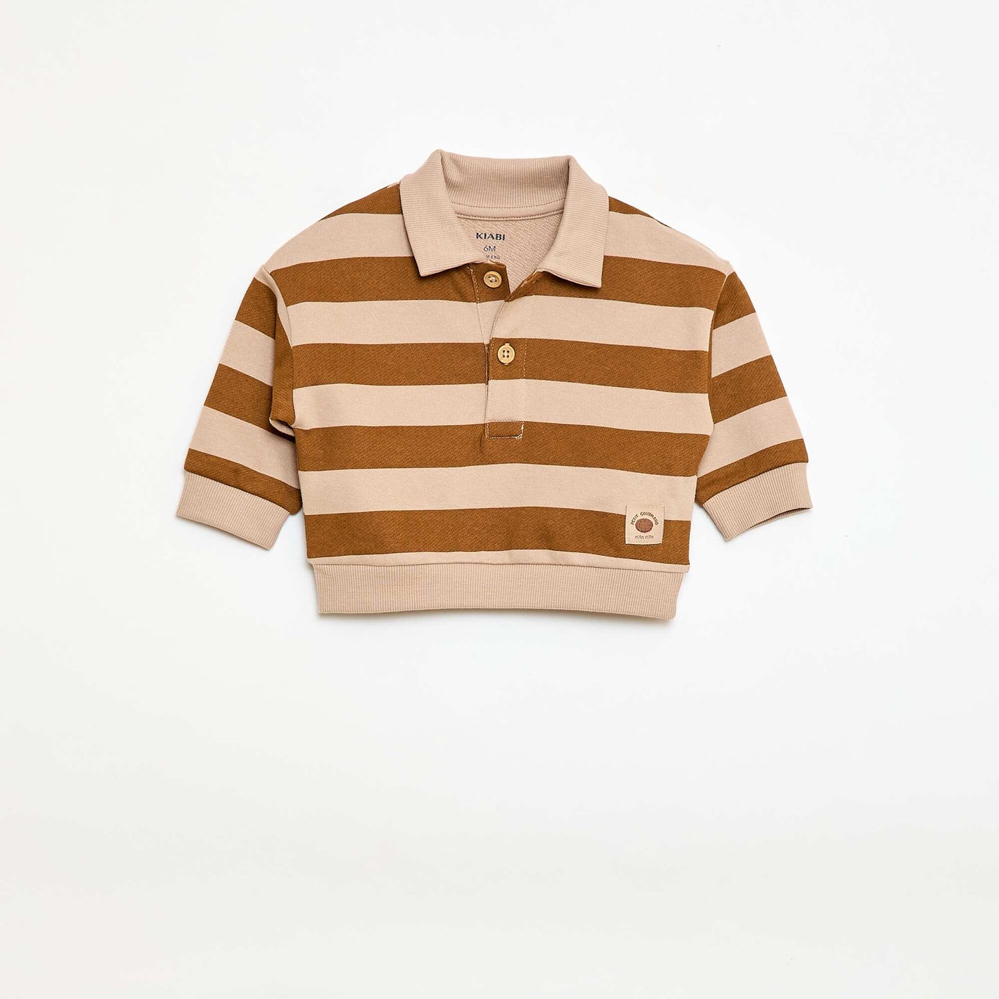 Sweat-shirt à manches longues col polo BEIGE