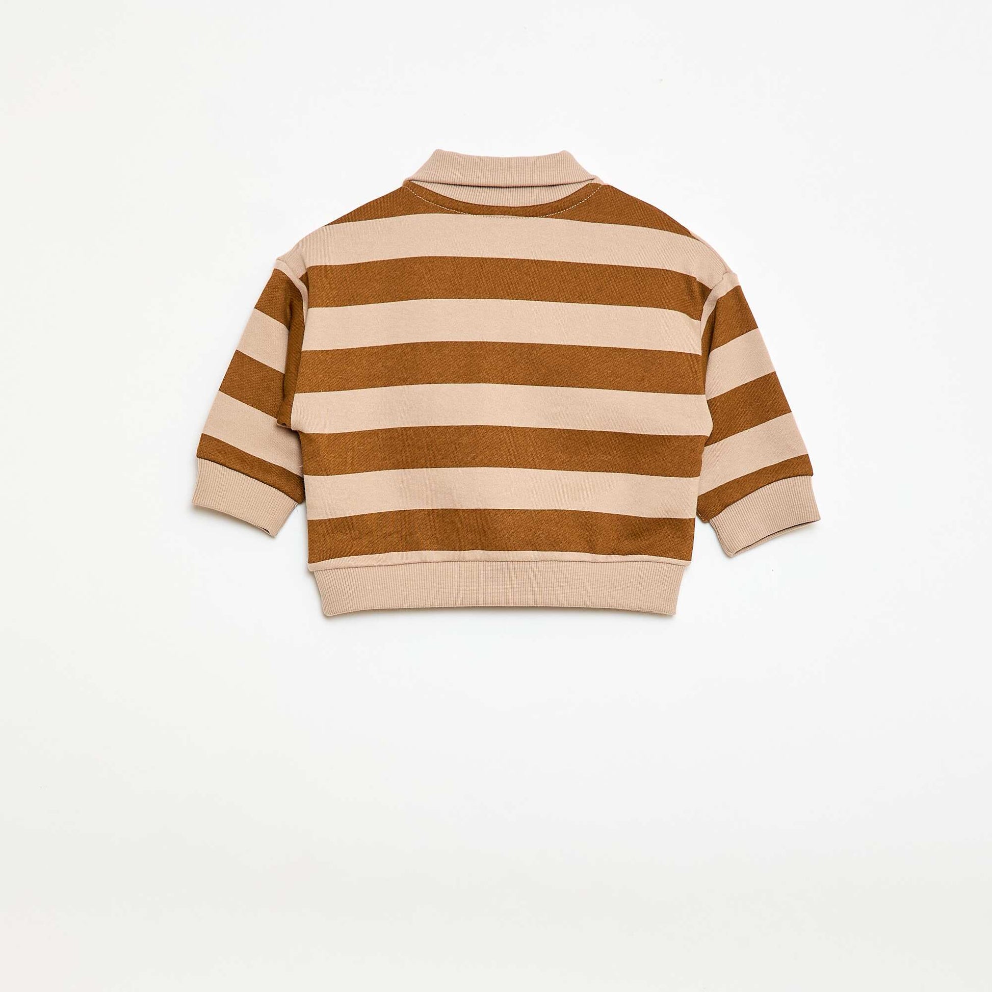 Sweat-shirt à manches longues col polo BEIGE