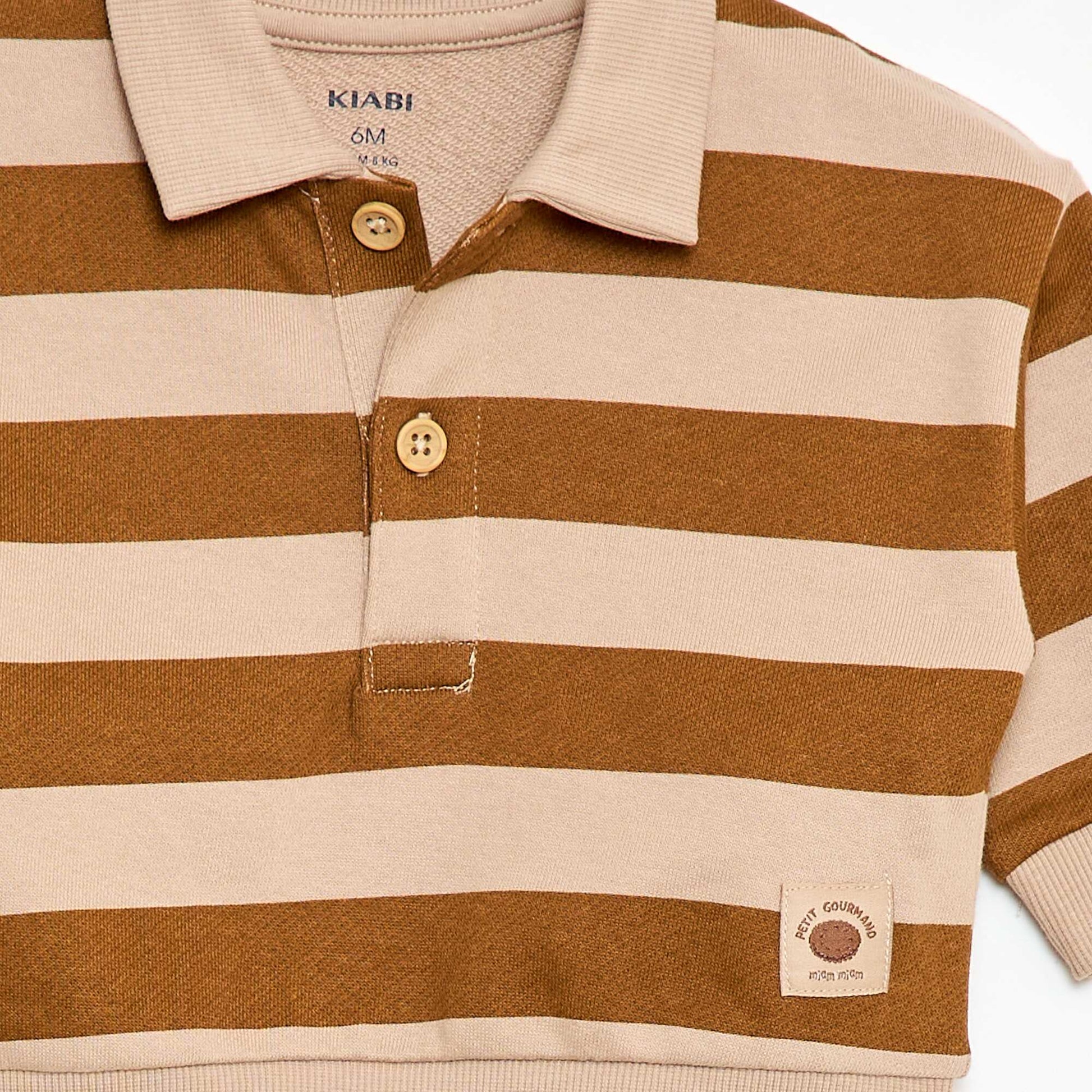 Sweat-shirt à manches longues col polo BEIGE