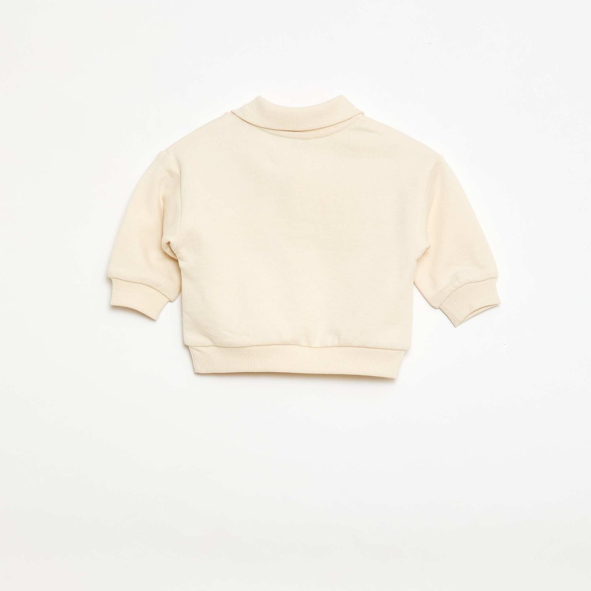 Sweat-shirt à manches longues col polo BEIGE