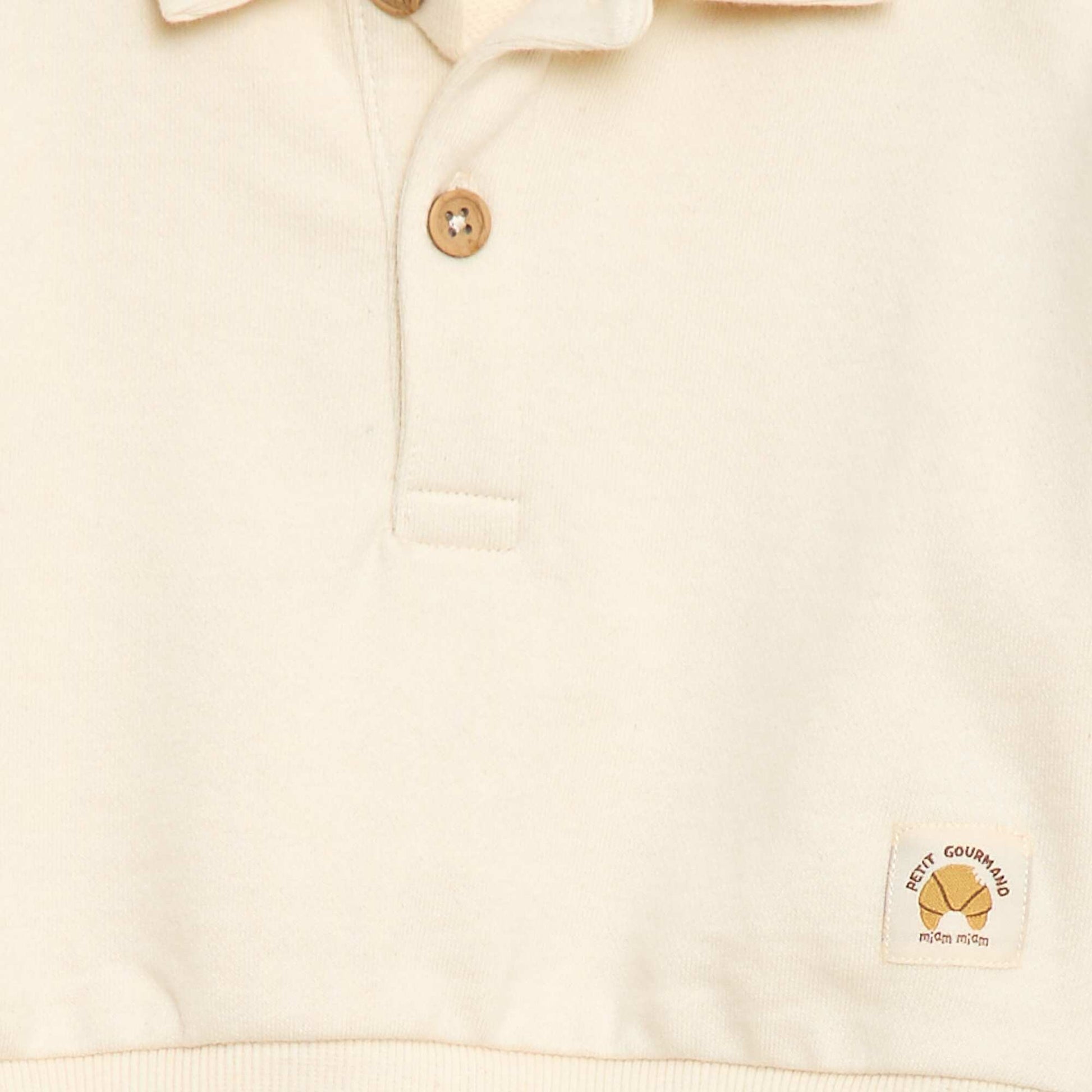 Sweat-shirt à manches longues col polo BEIGE