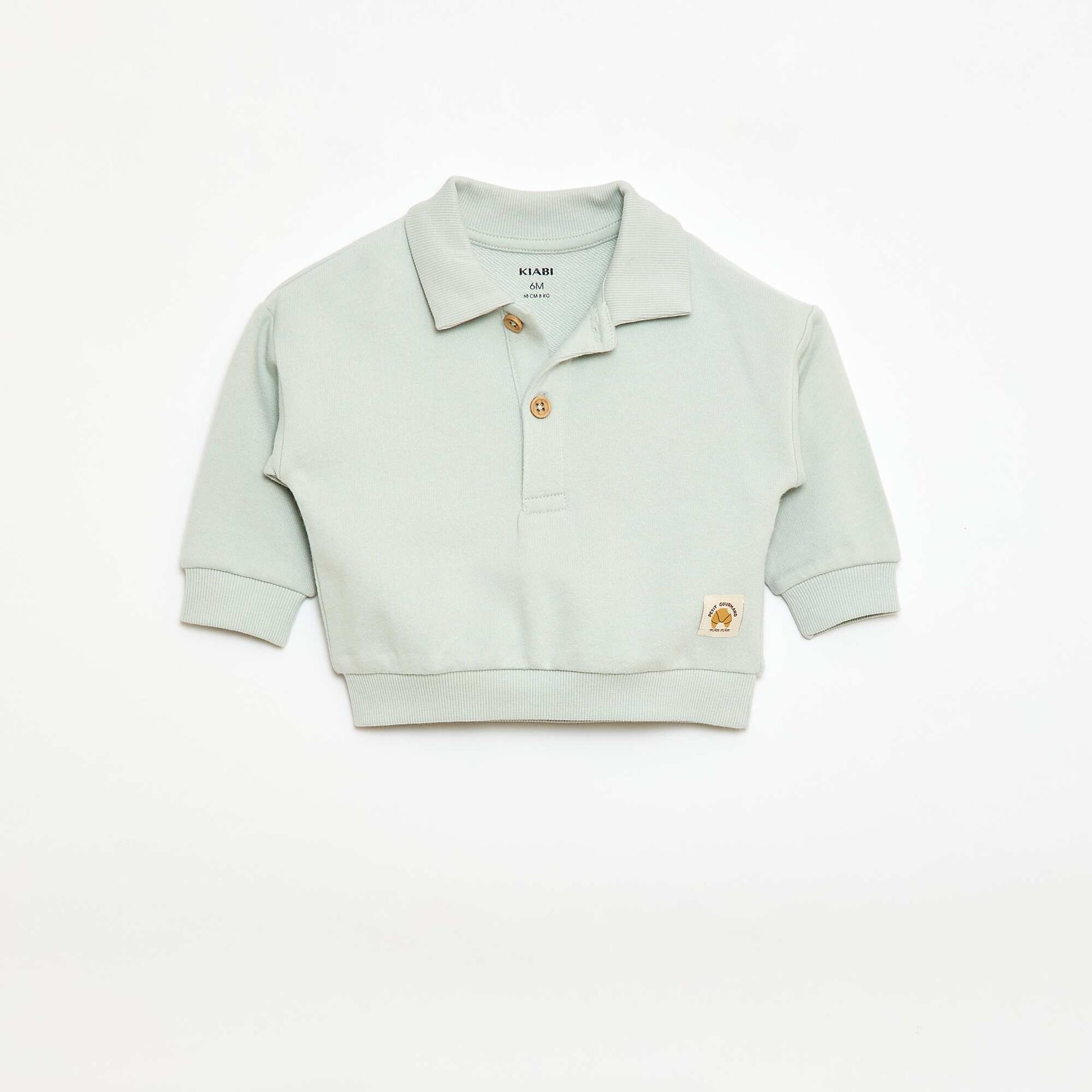 Sweat-shirt à manches longues col polo BLEU