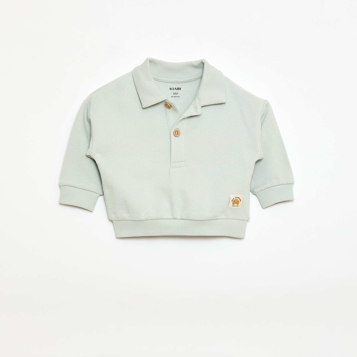 Sweat-shirt à manches longues col polo BLEU